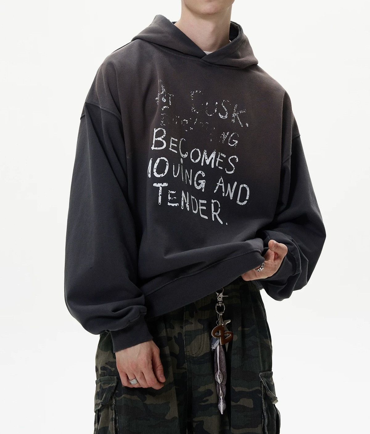 Japanese Brand × Vintage Retro punk washed faded letters hoodie Size US M / EU 48-50 / 2 - 2 Thumbnail