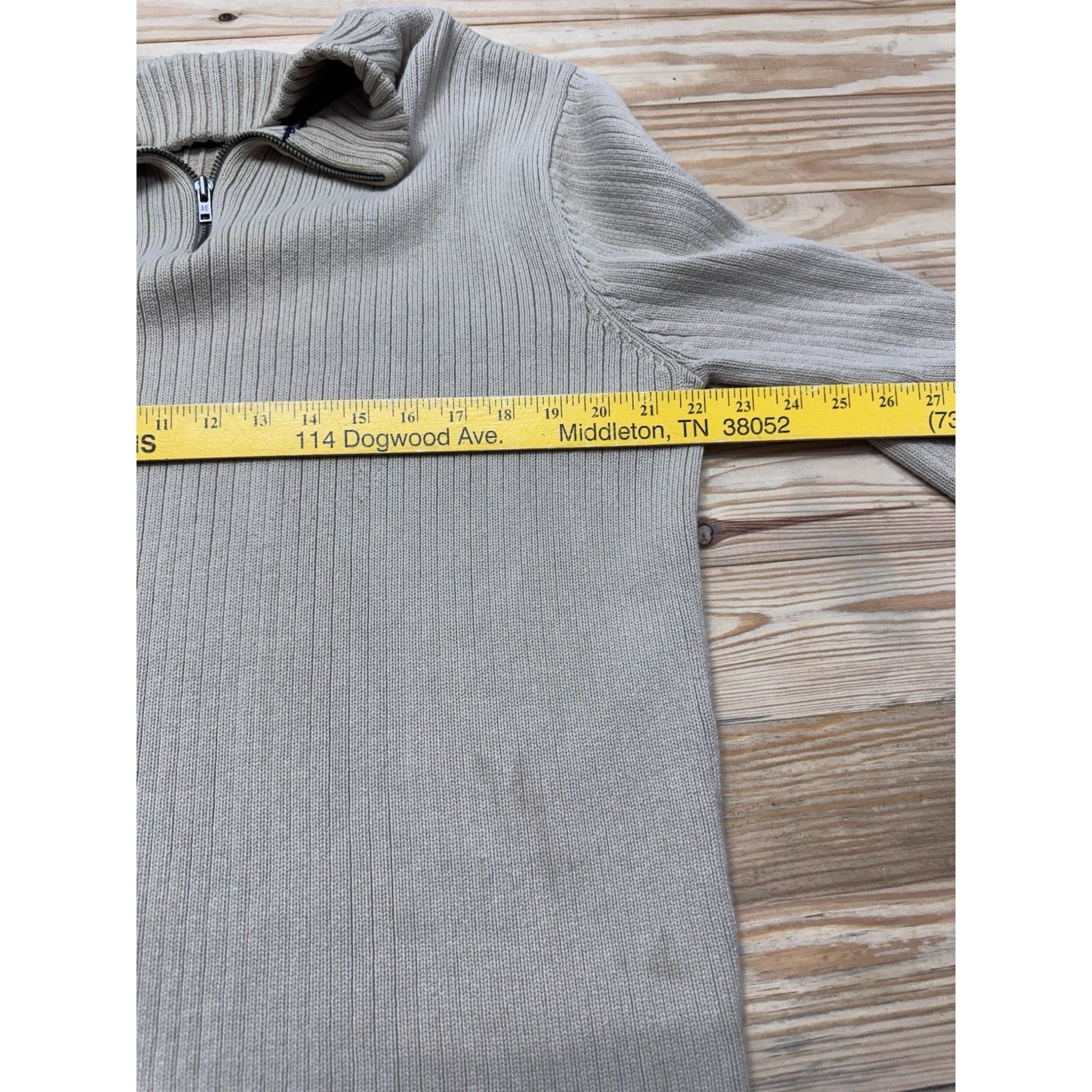 American Eagle Outfitters American Eagle Outfitters Mens Fit 1/4 Zip Sweater XL Tan Size US XL / EU 56 / 4 - 5 Thumbnail