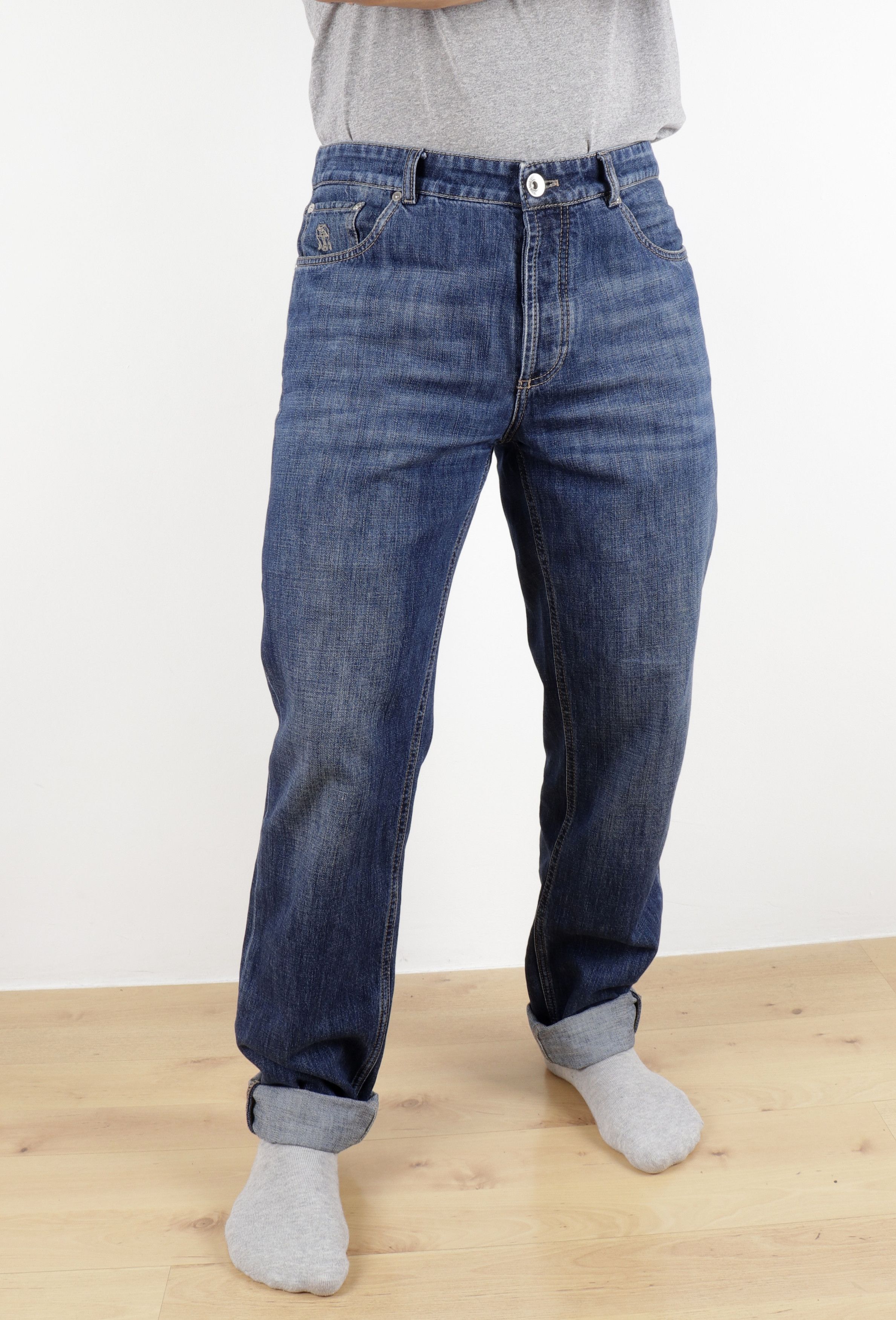 Brunello Cucinelli BRUNELLO CUCINELLI Size IT48 Navy Blue Denim Cotton Jeans Size US 32 / EU 48 - 9 Thumbnail