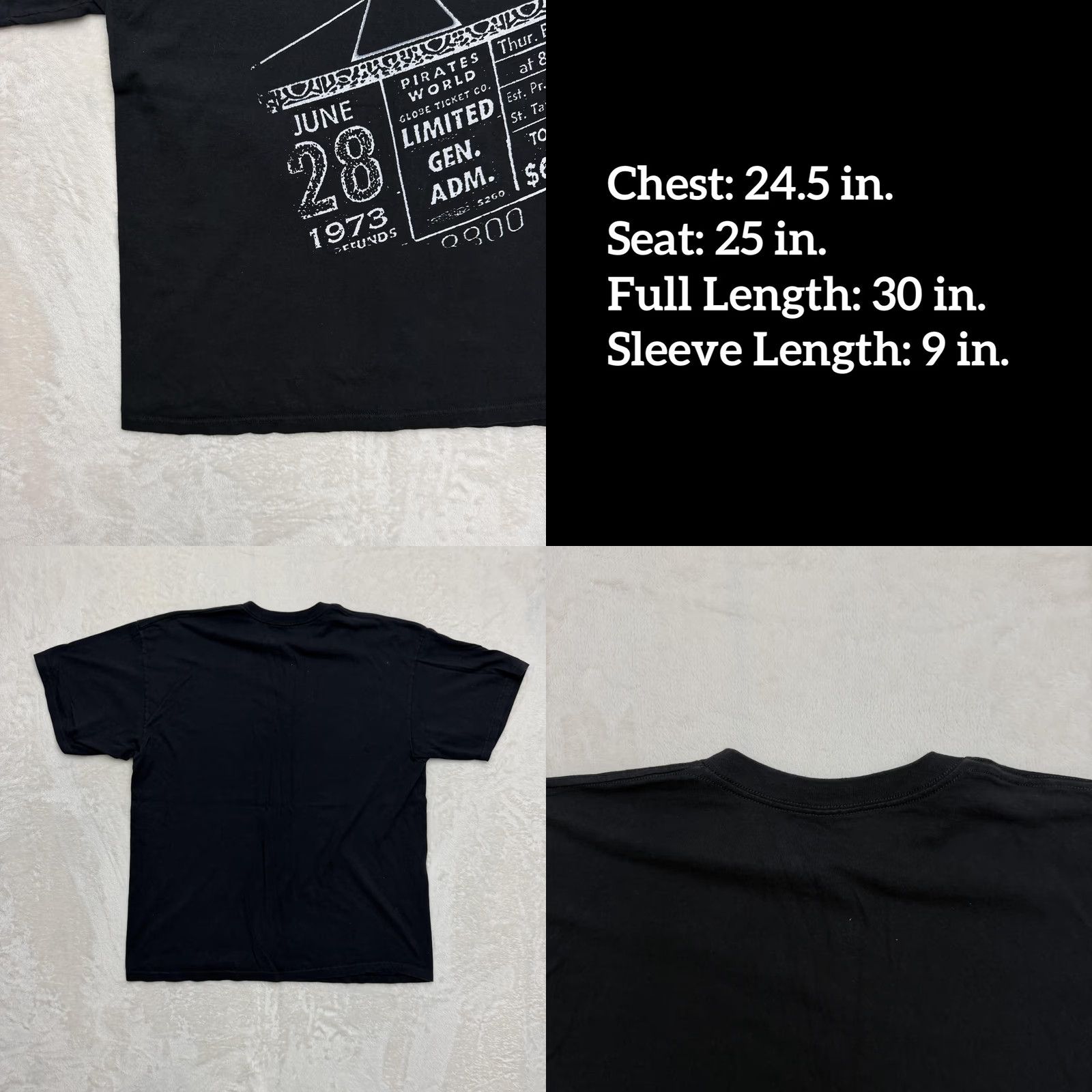 Vintage Pink Floyd Shirt Mens 2XL Black Dark Side Ticket Concert Graphic Tee Rock Size US XXL / EU 58 / 5 - 8 Thumbnail