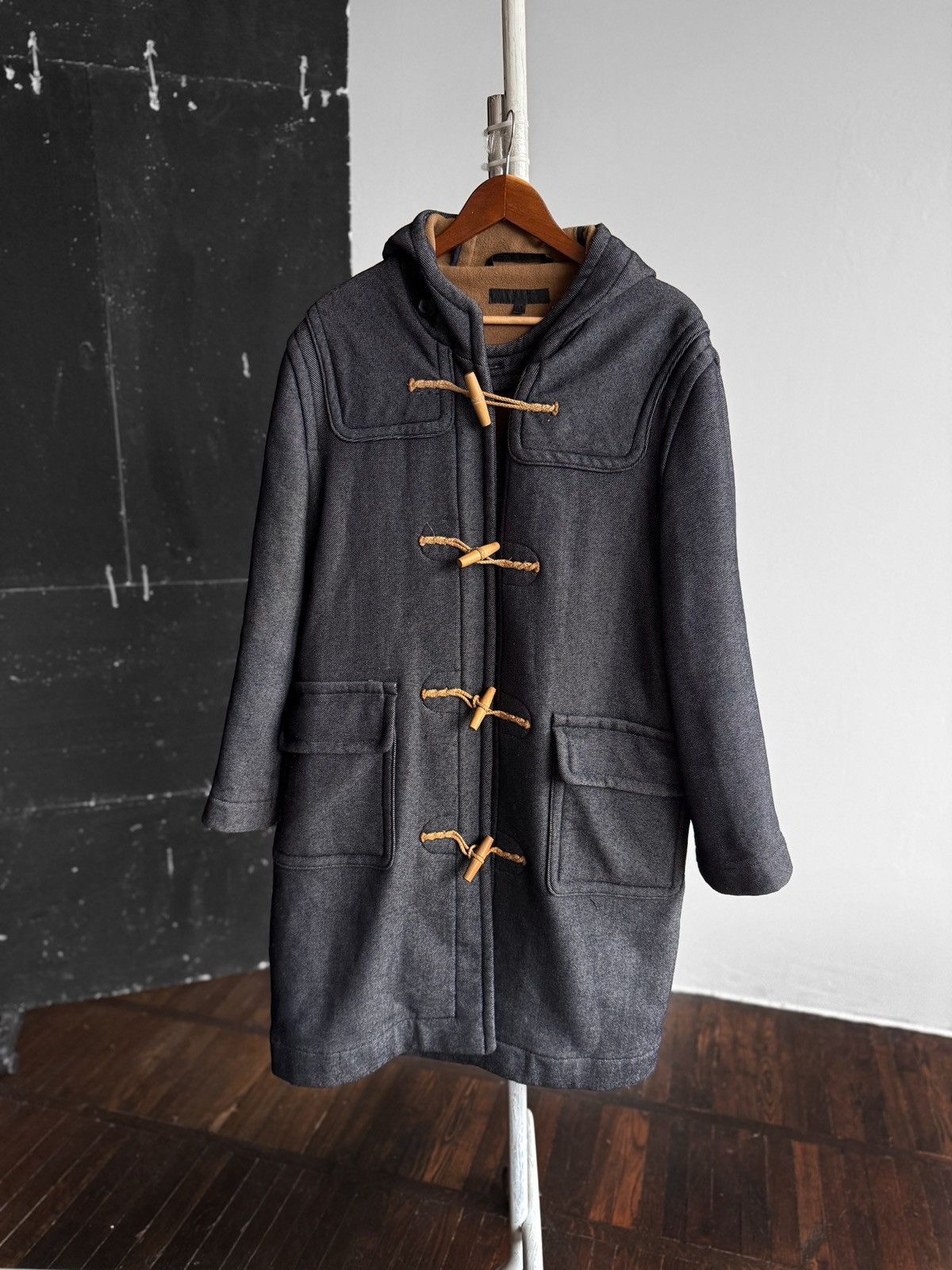 Allsaints × Designer AllSaints Mens Wool Duffle Coat Toggle Hooded Jacket Size US M / EU 48-50 / 2 - 1 Thumbnail
