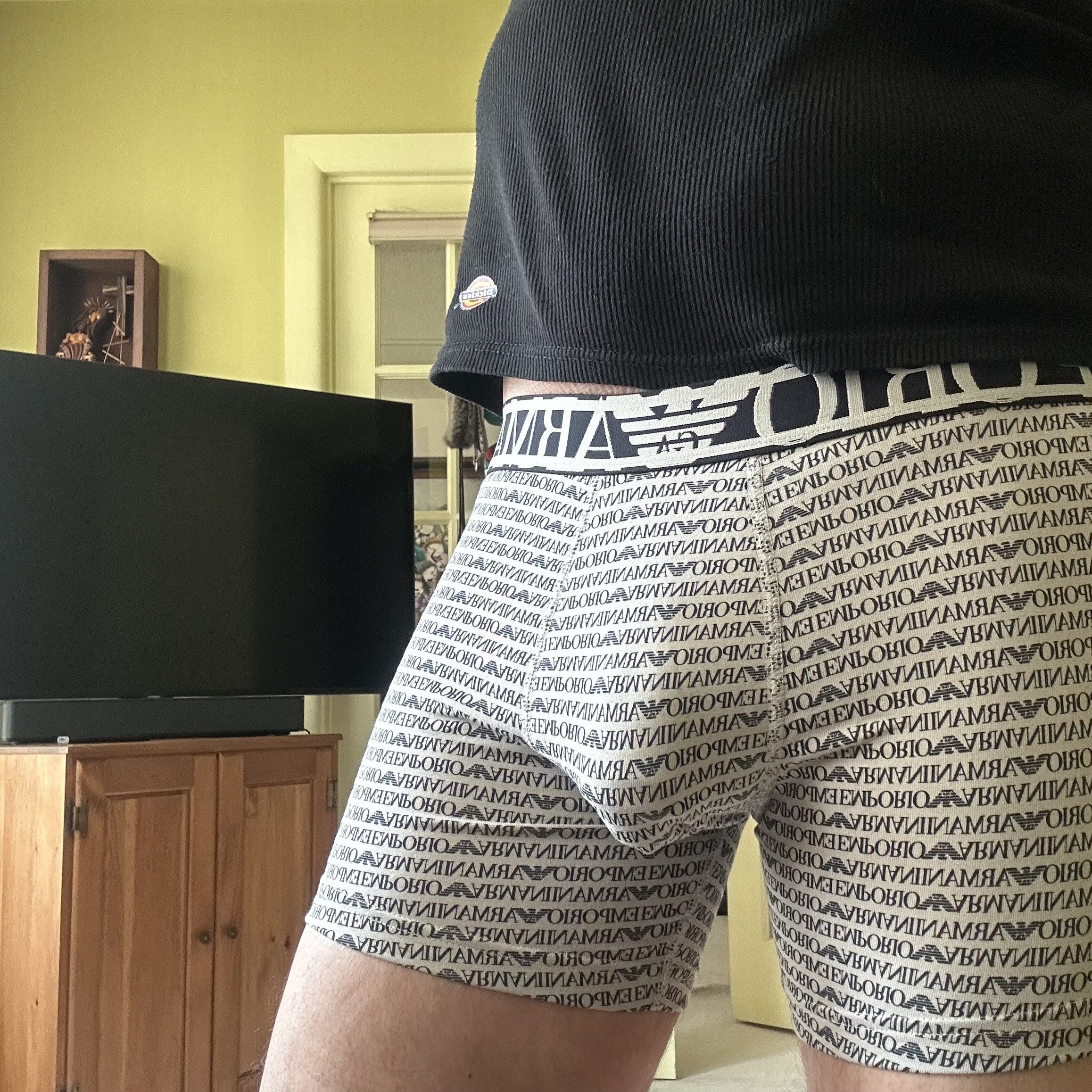 Emporio Armani GA EMPORIO ARMANI All-Over Logo STRETCH COTTON TRUNKS Sz M Size 32 - 3 Thumbnail