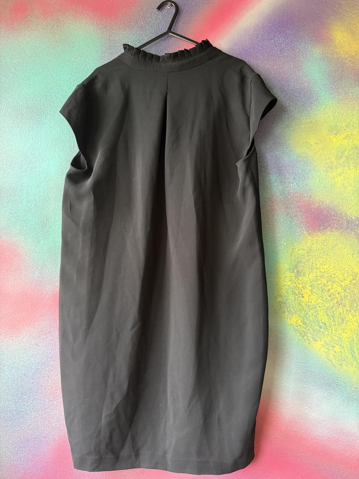 Other Whistles Paige V-Neck Crepe Dress Black Shift LBD Size L / US 10 / IT 46 - 3 Thumbnail
