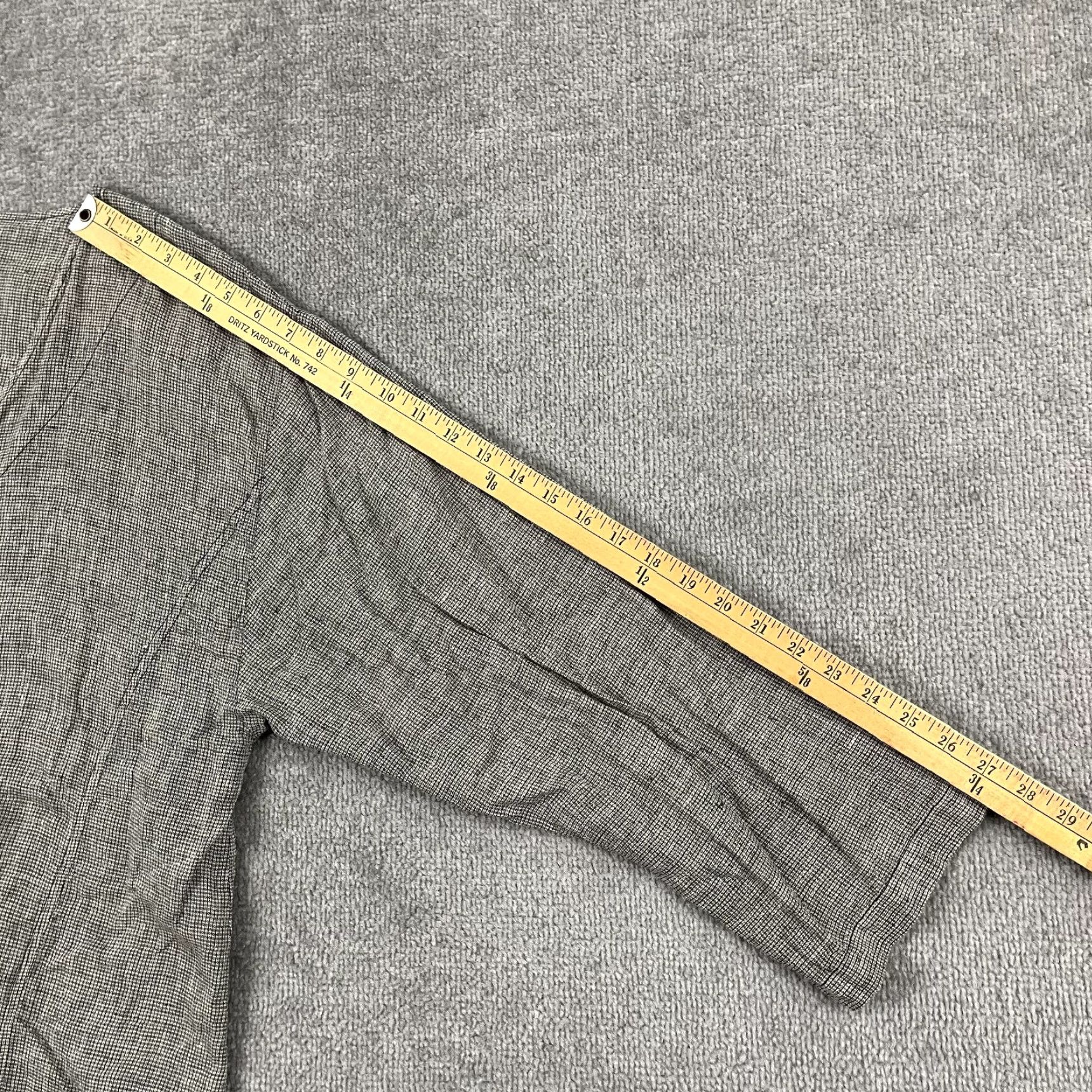 Vintage Mosaic Button Up Shirt Womens Large Gray Linen Lagenlook Asymmetric MOP Button Size L / US 10 / IT 46 - 5 Thumbnail
