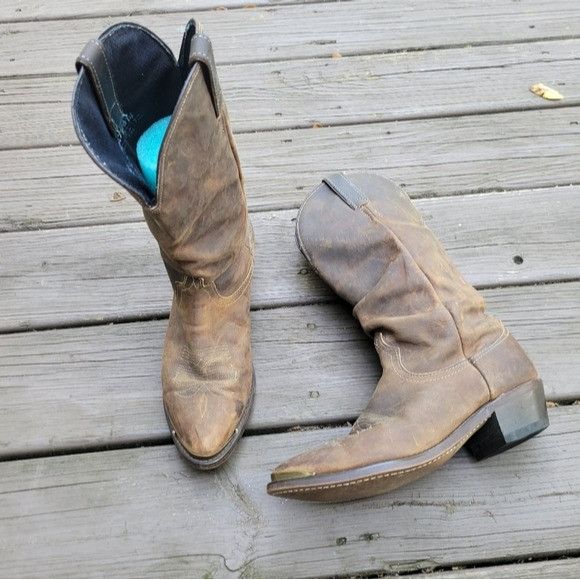 Vintage 80s Laredo Slouchy Western Boho Brown Leather Distre