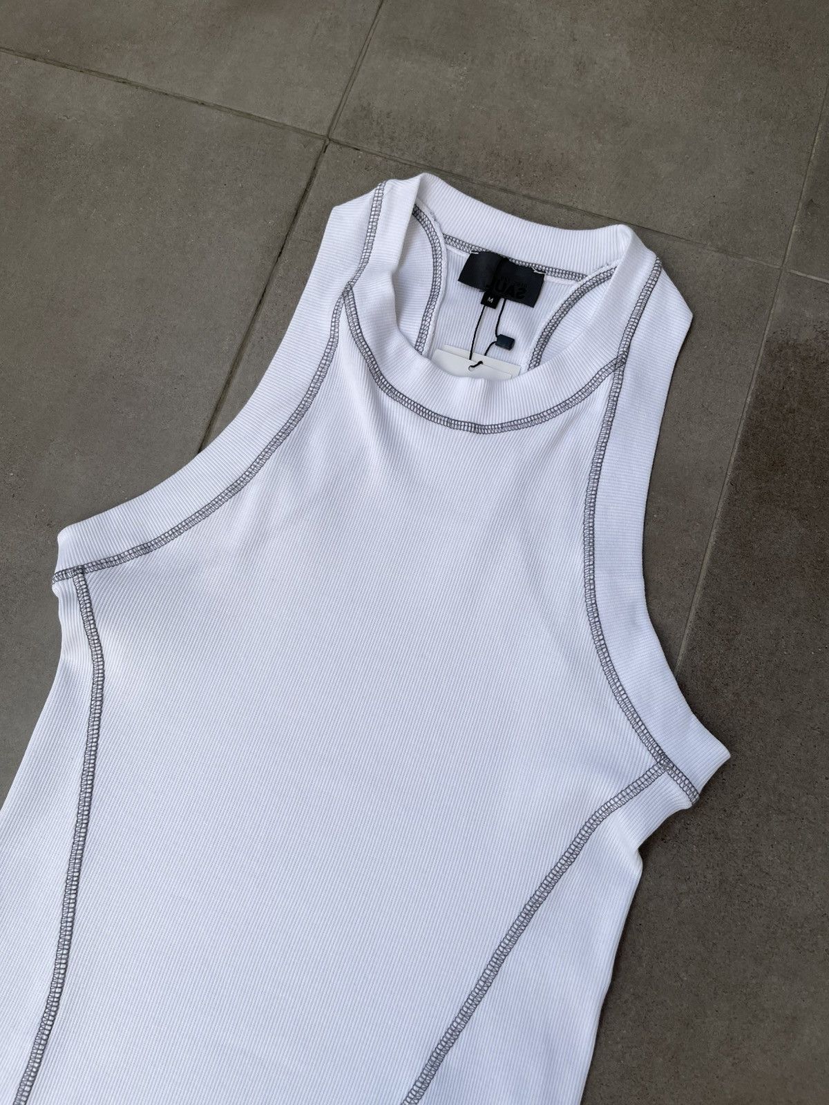 Saul Nash !DS! SS23 Saul Nash White Overlock Stitch Tank Top Size US M / EU 48-50 / 2 - 9 Thumbnail