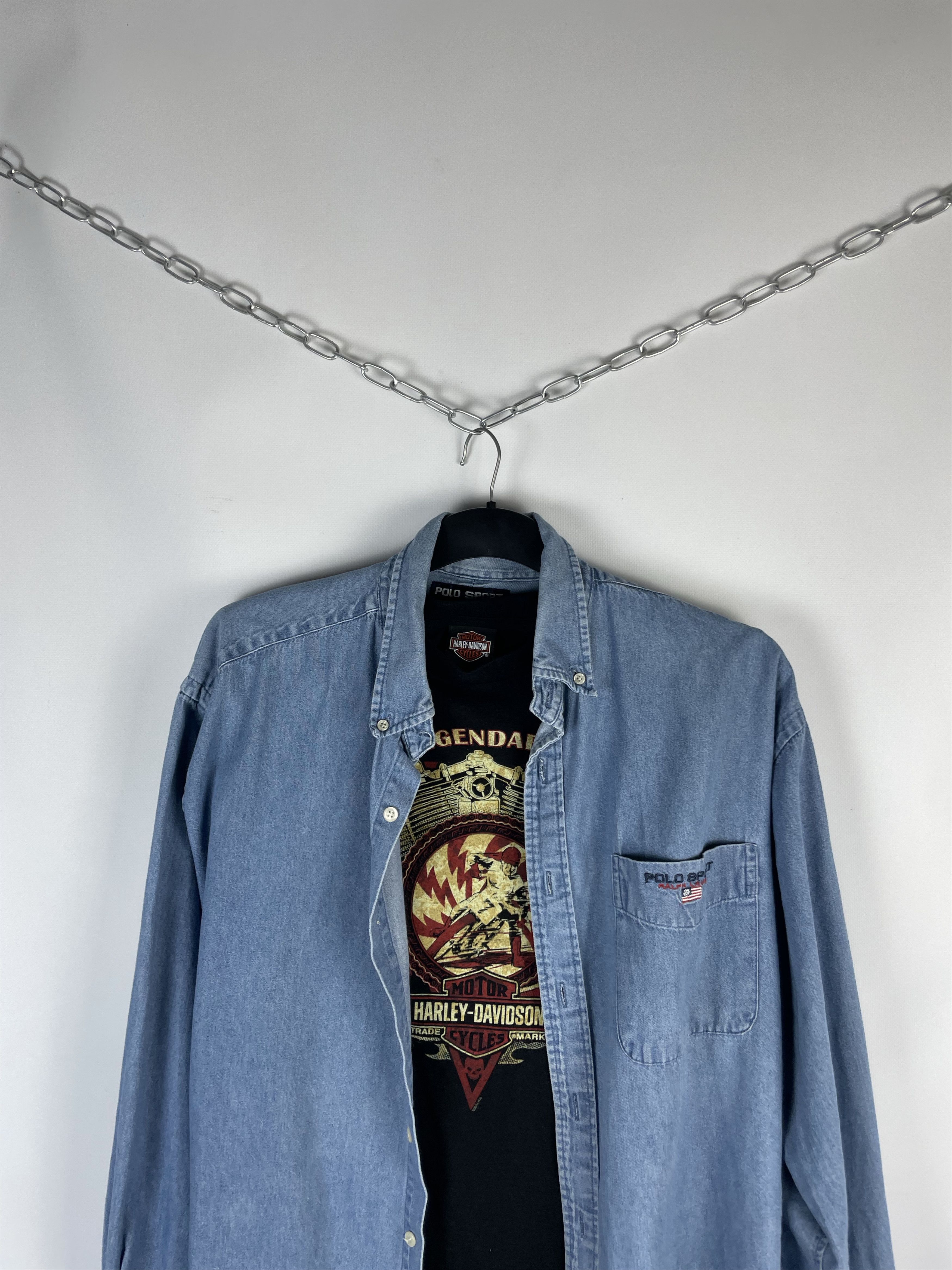 Polo Ralph Lauren Polo Ralph Lauren Vintage Mens Denim Shirt Size US L / EU 52-54 / 3 - 3 Thumbnail