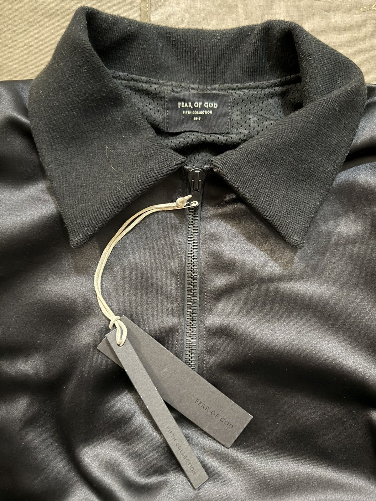 Fear of God FEAR OF GOD Half Zip Satin Bomber Jacket In Black size L Size US L / EU 52-54 / 3 - 3 Thumbnail