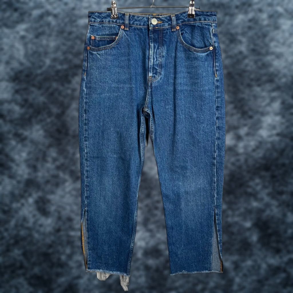 Asos ASOS Denim Jeans Womens Size 30 x 32 Blue Frayed Split Hem Jeans Womens Size 30 Blue Denim Straight High Rise Size 30" / US 8 / IT 44 - 1 Thumbnail