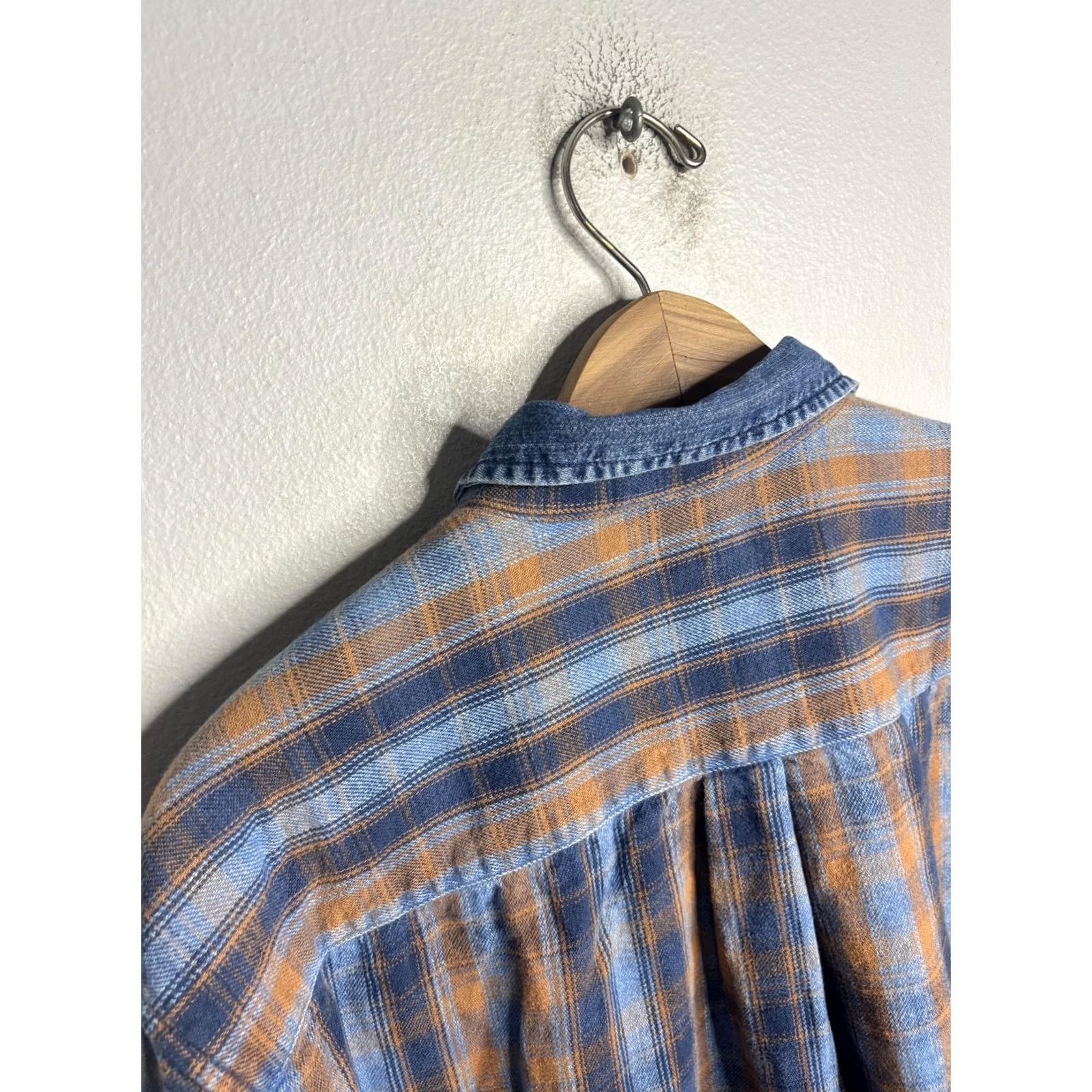 Guess VTG Guess Plaid Flannel Shirt Mens Medium Blue Orange Button Denim Collar Size US M / EU 48-50 / 2 - 7 Thumbnail