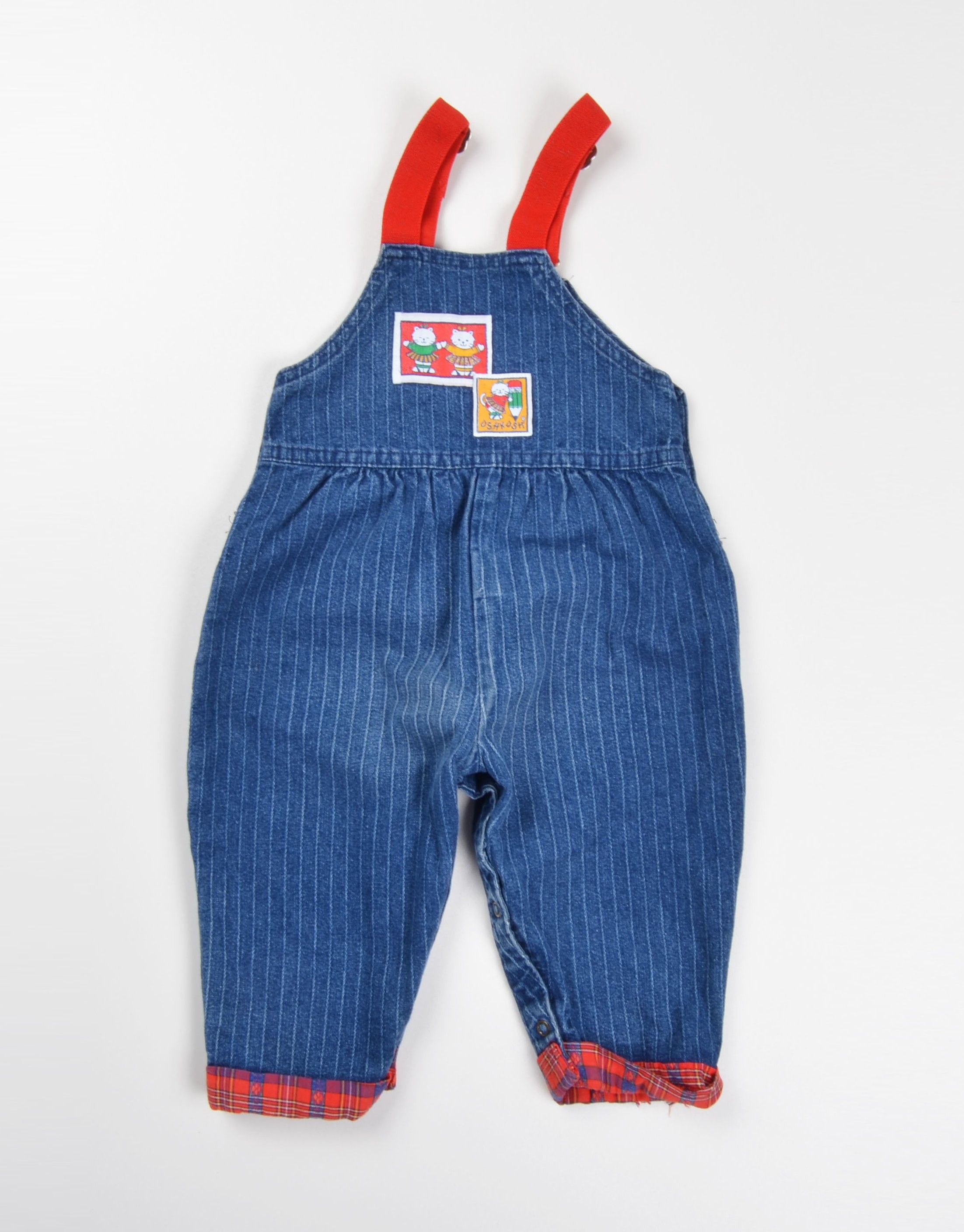 Oshkosh Vintage Oshkosh B’gosh Baby Striped Kitty Denim Overalls Size XXS / US 00 / IT 34 - 2 Thumbnail