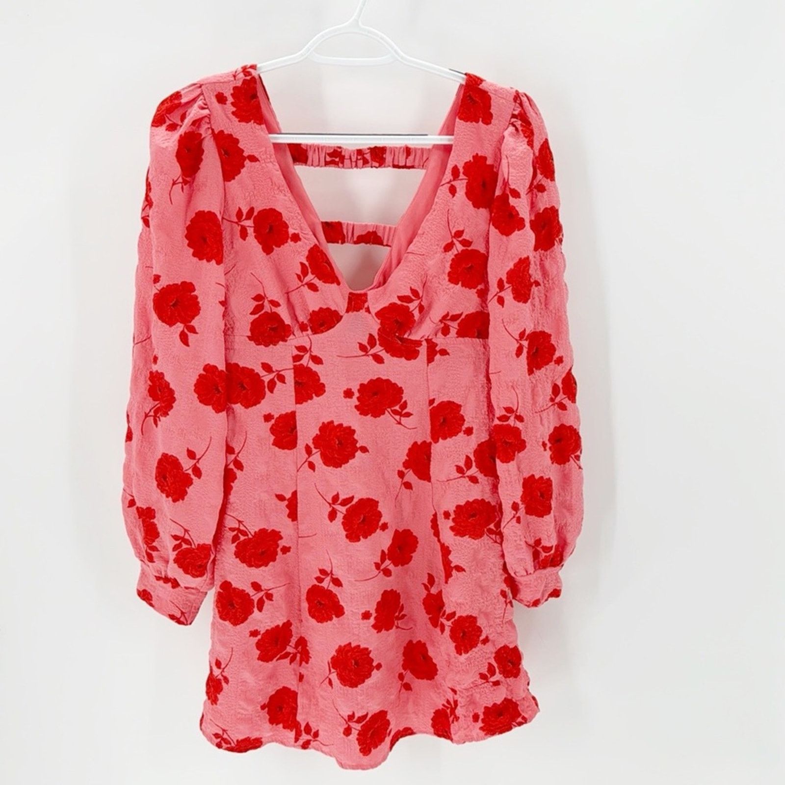 Other Crystal Doll Floral Puff Sleeve Mini Dress pink Barbie sz S Size S / US 4 / IT 40 - 1 Thumbnail