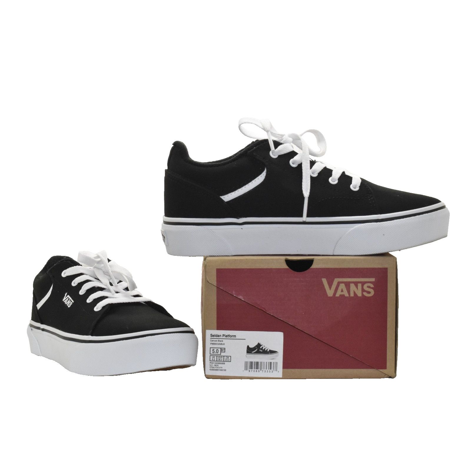 Vans NIB VANS Missy Canvas Seldan Platform Shoes VN000CUGBLK Sz 5 Size US 4 / IT 34 - 1 Thumbnail