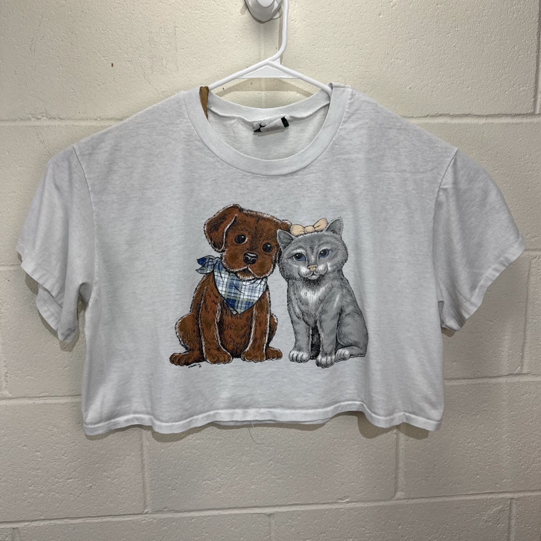 Vintage VINTAGE 90s International Design Group Cat Dog Cartoon Graphic Print Cropped Shirt Size Large White Unisex Size US L / EU 52-54 / 3 - 2 Thumbnail