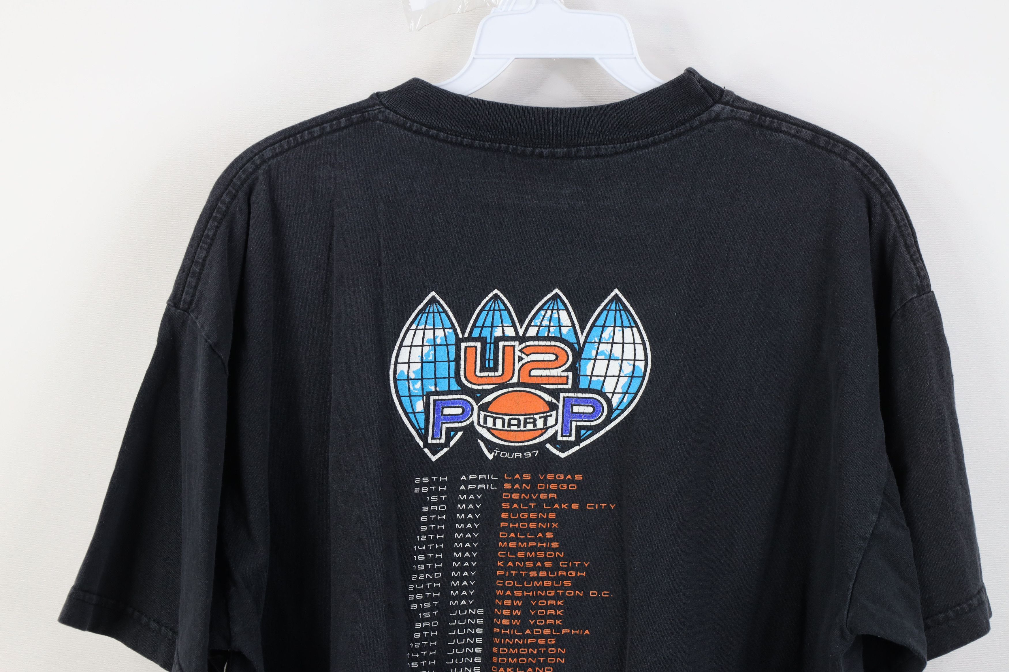 Vintage Vintage 90s 1997 Pop Mart Tour U2 Band Short Sleeve T-Shirt Size US XL / EU 56 / 4 - 17 Thumbnail