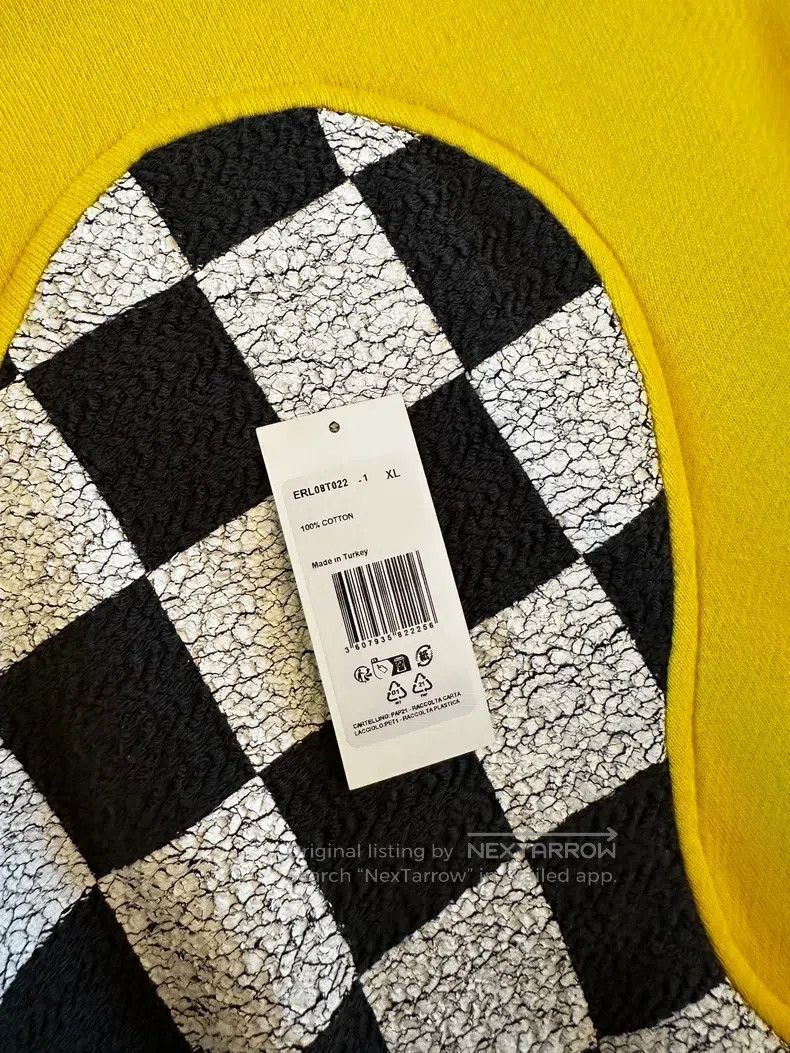 ERL ERL 24SS yellow checkered crack print raglan hooded sweats Size US XL / EU 56 / 4 - 2 Thumbnail