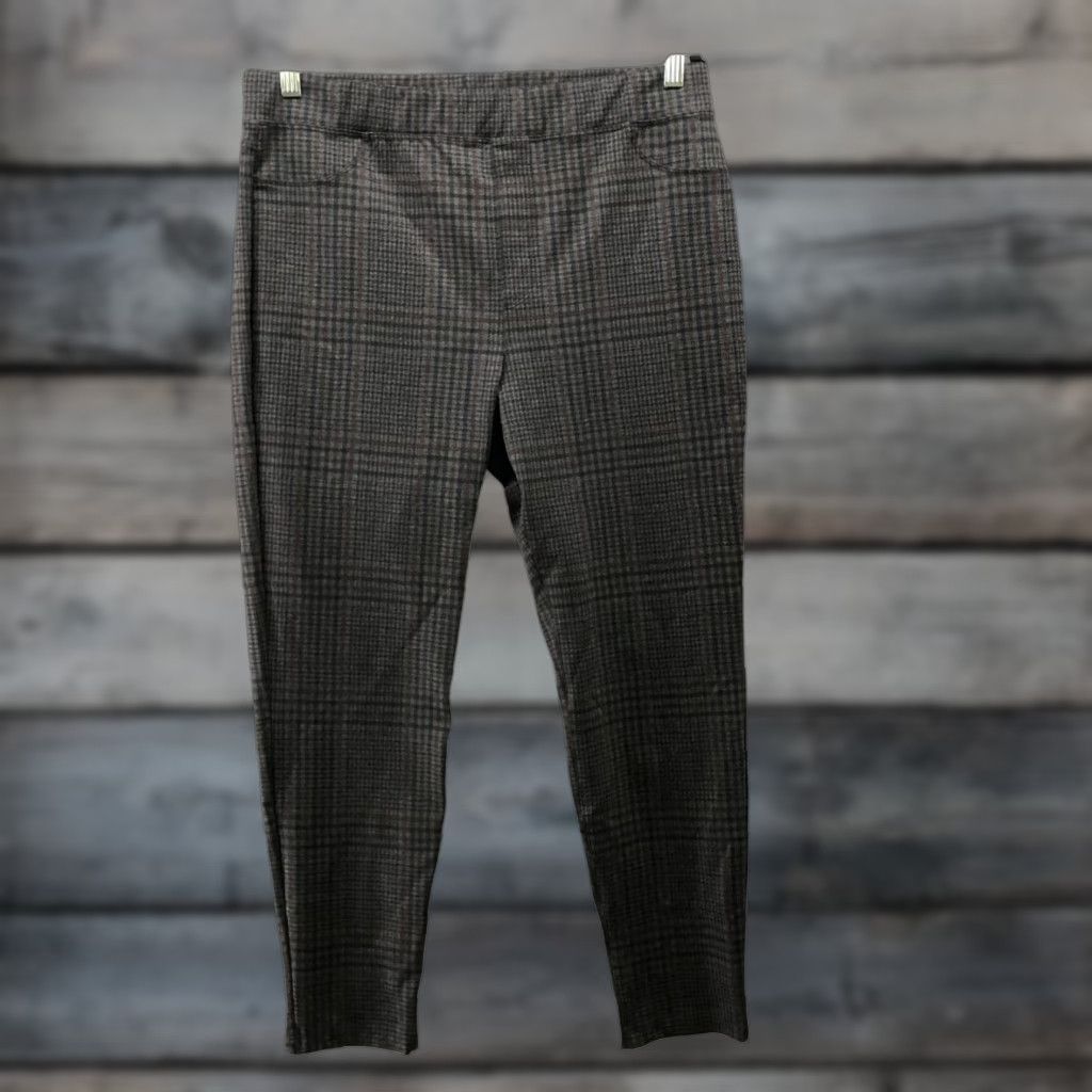 Sanctuary sanctuary x Anthropologie Ponte Legging Pants Womens XLP Gray Brown Plaid Skinny - Pink? Wait. Size 40" / US 18 - 1 Thumbnail