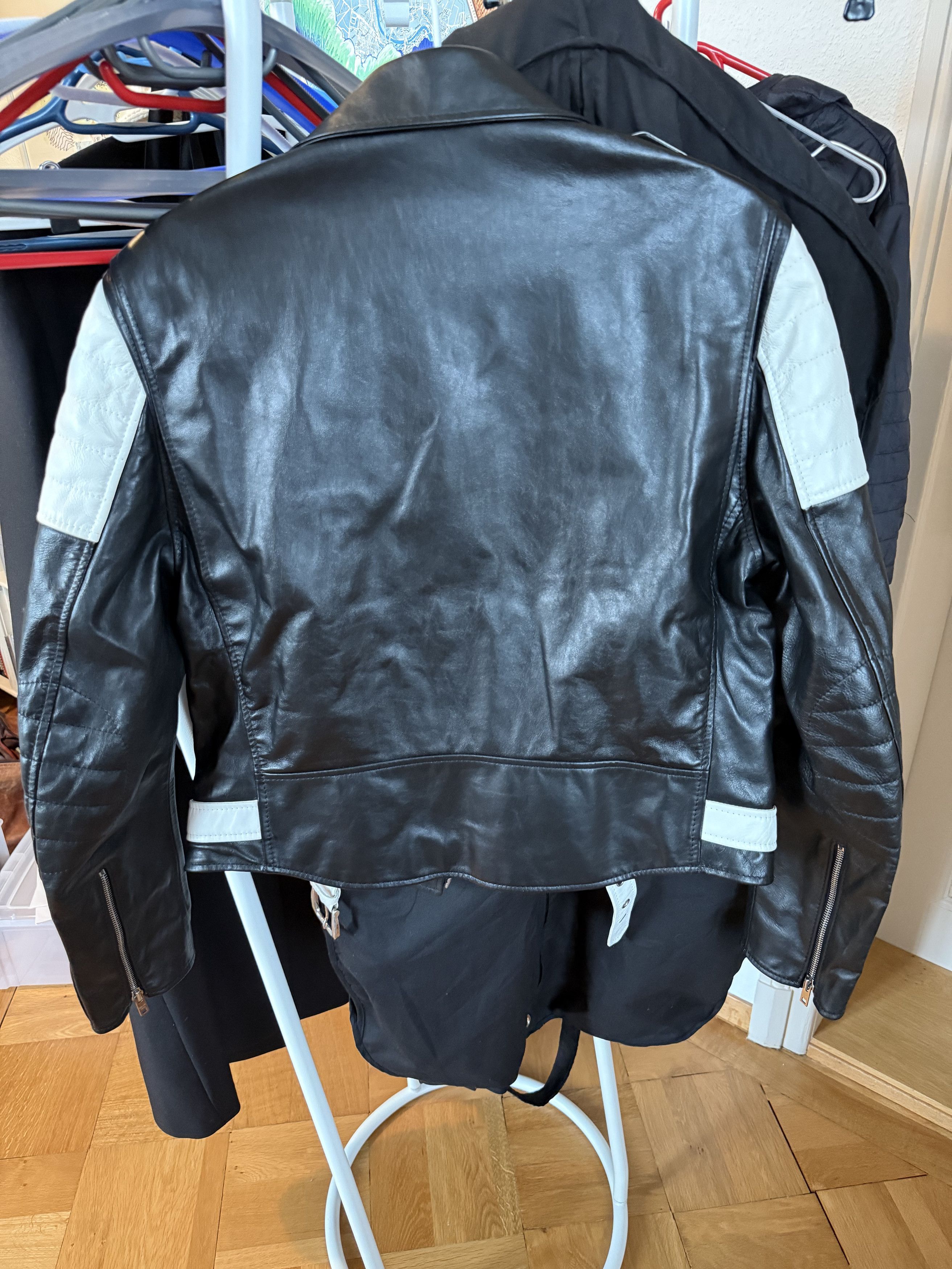 Celine Black/White Biker Jacket Size US M / EU 48-50 / 2 - 2 Thumbnail