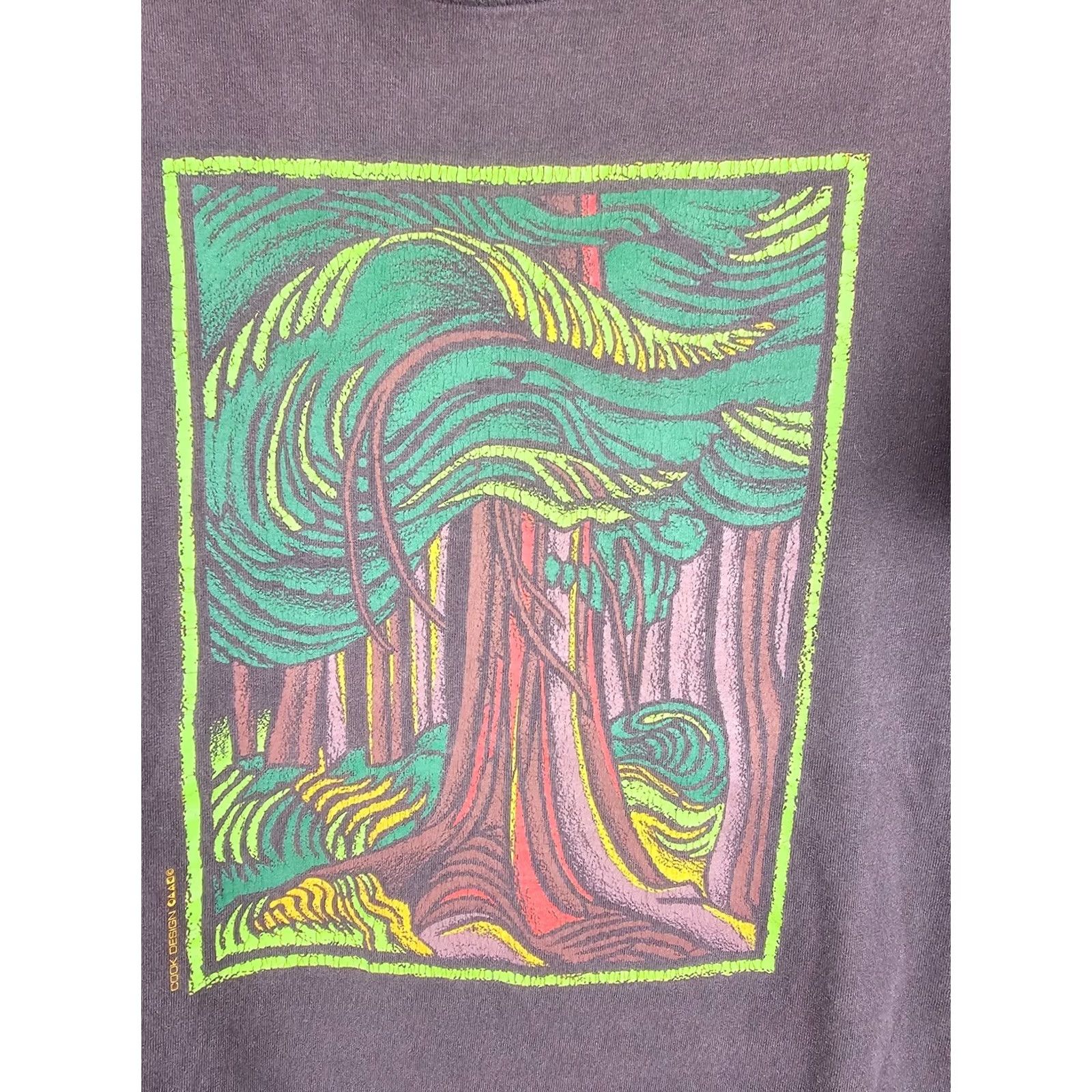 Vintage VINTAGE 90' PSYCHEDELIC FOREST GRAPHIC BLACK COTTON T-SHIRT SZ LARGE Size US L / EU 52-54 / 3 - 2 Thumbnail