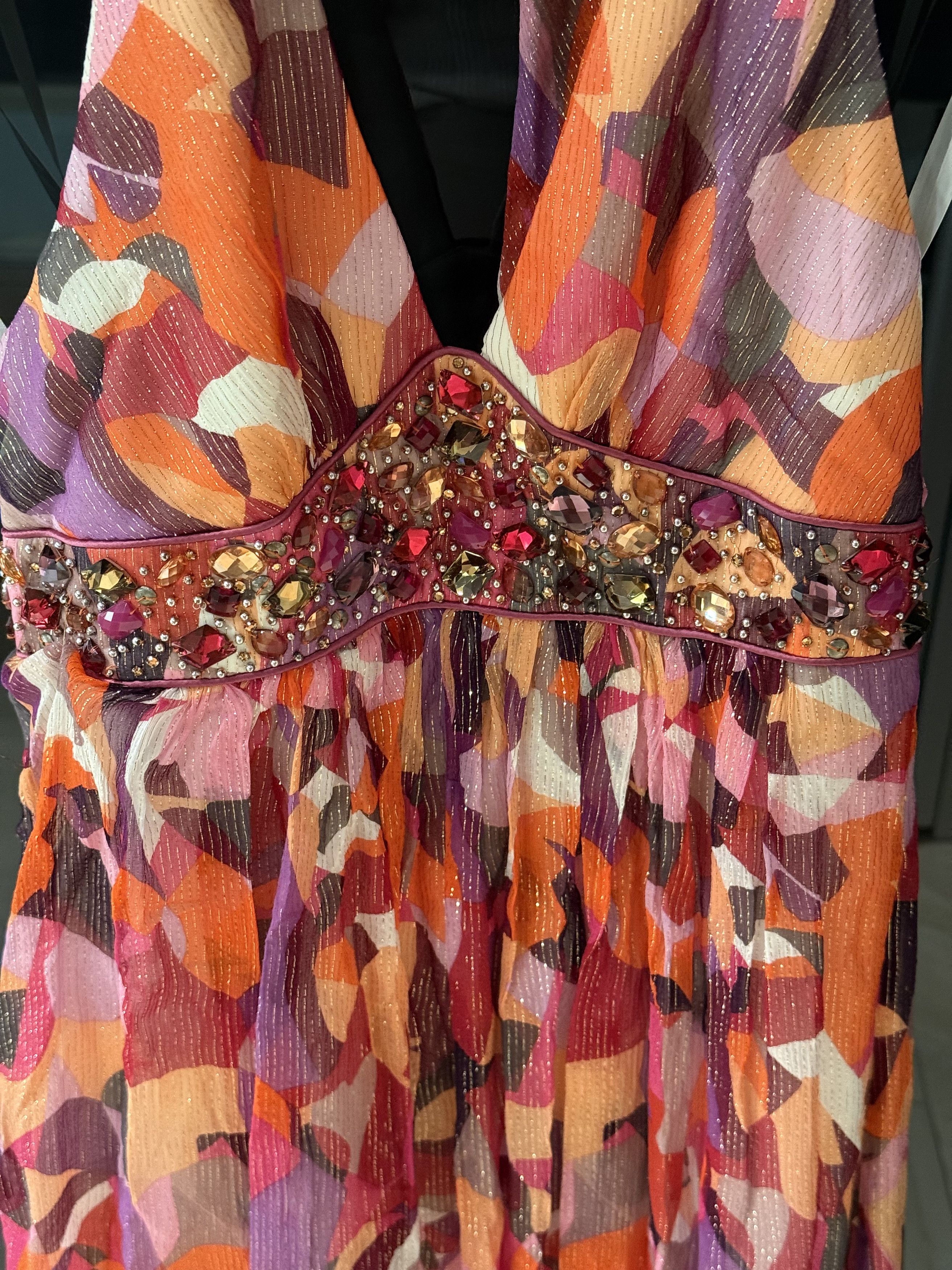 Bcbgmaxazria Long, colourful, flowy woven dress (pink/orange/brown) Size S / US 4 / IT 40 - 2 Thumbnail