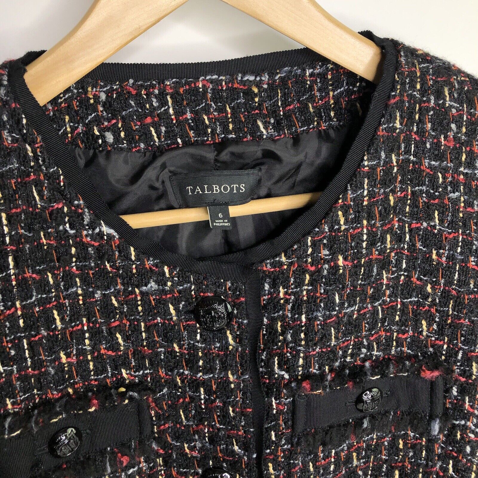 Talbots Talbots Blazer Jacket Sz 6 Women Black Red Wool Blended Size M / US 6-8 / IT 42-44 - 6 Thumbnail