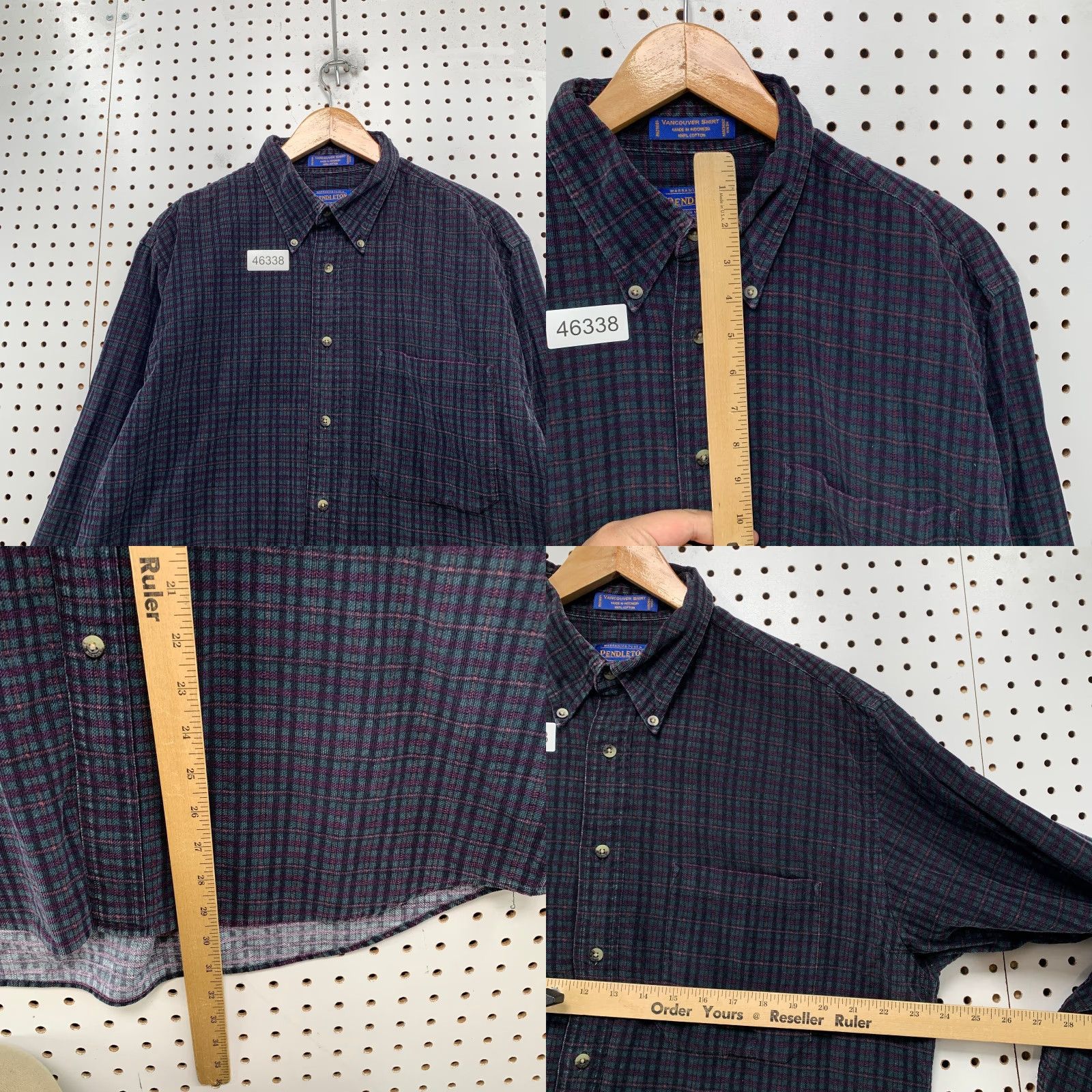 Pendleton Pendleton Button Shirt Mens Large Vancouver Green Purple Plaid Textured Size US L / EU 52-54 / 3 - 8 Thumbnail