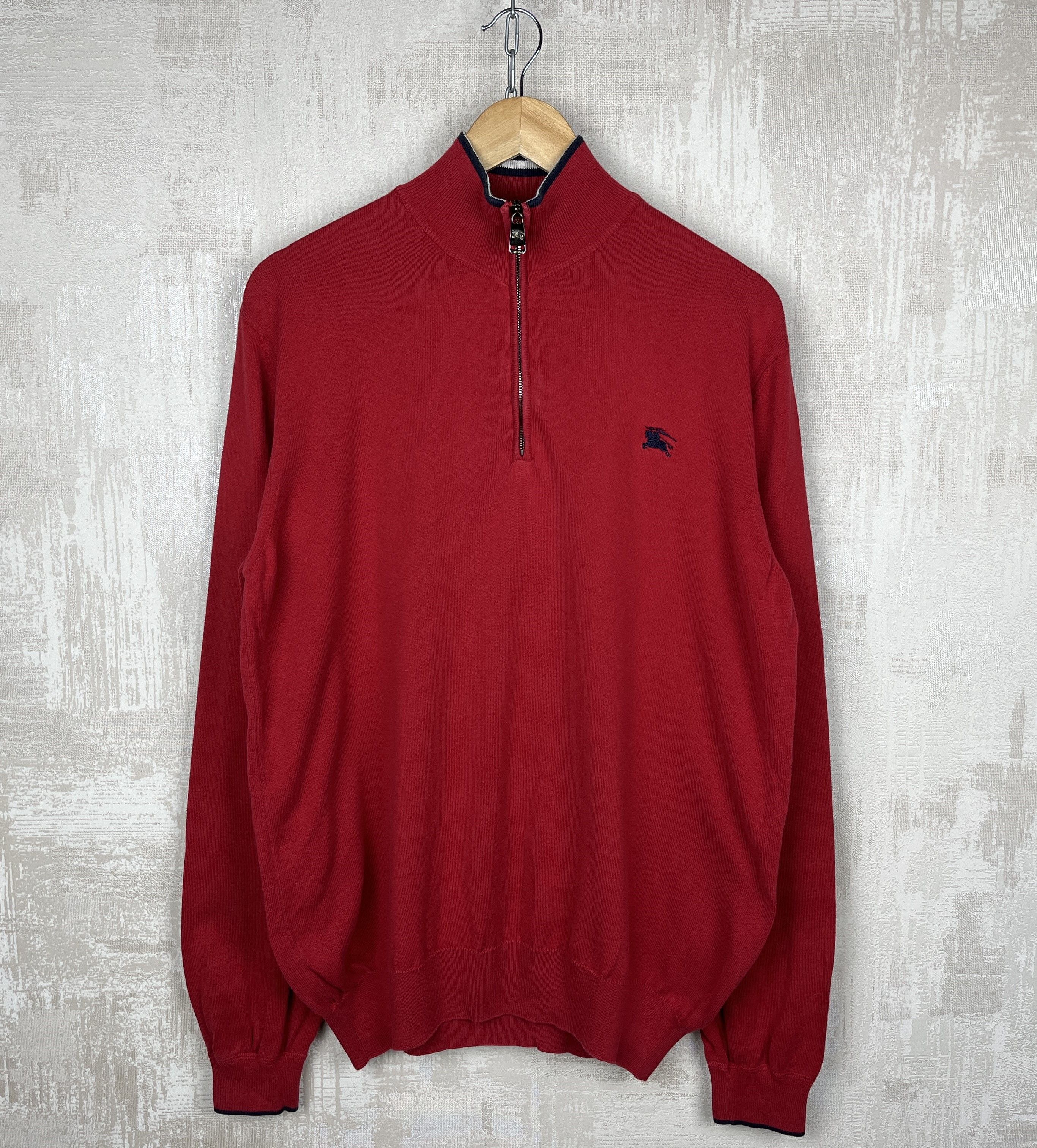 Burberry Burberry London Pullover Cotton Sweater 1/4 Zip Size US L / EU 52-54 / 3 - 1 Thumbnail