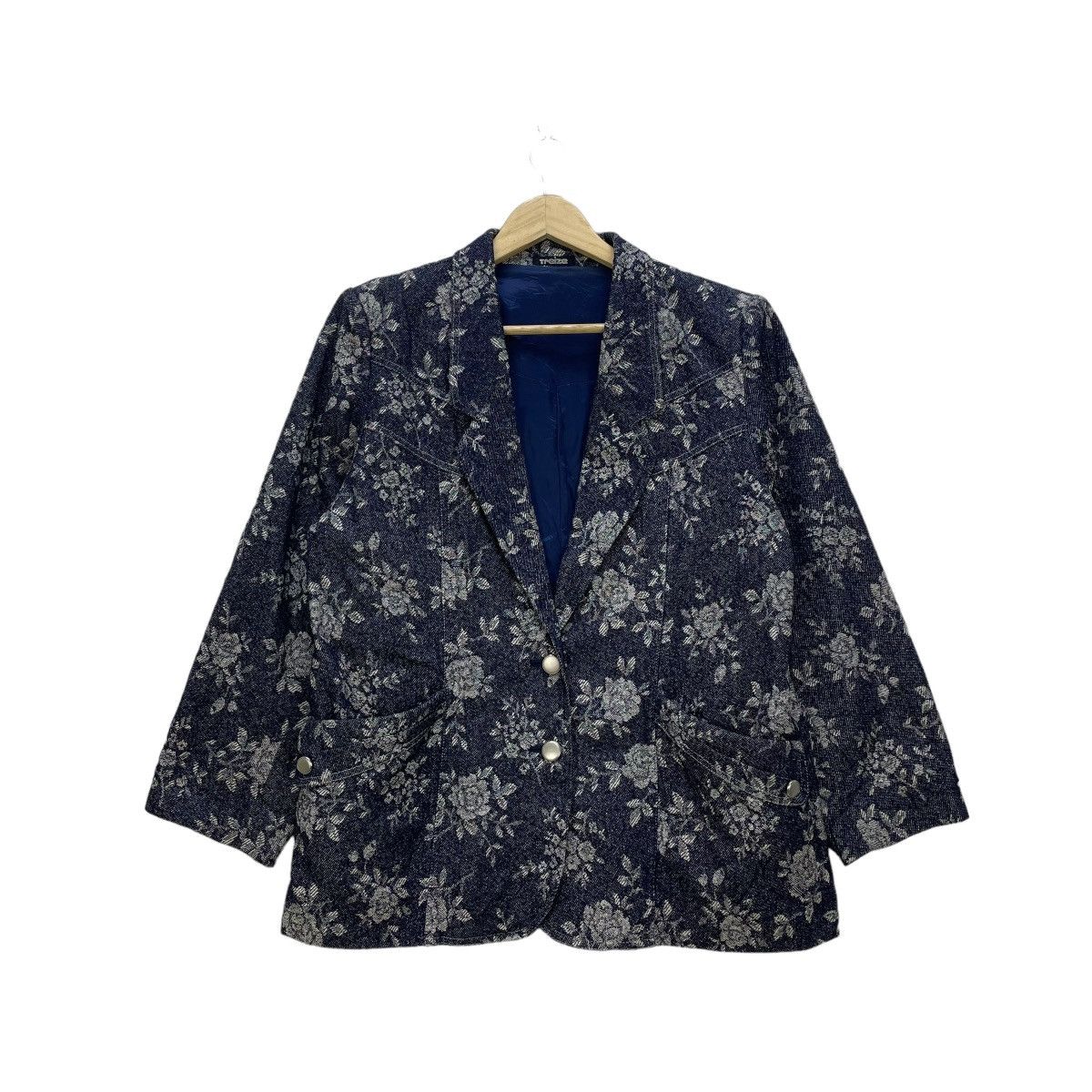 Indigo 🗣️Japanese Brand Treize Indigo Full Primt Floral Jacket Size M / US 6-8 / IT 42-44 - 1 Thumbnail
