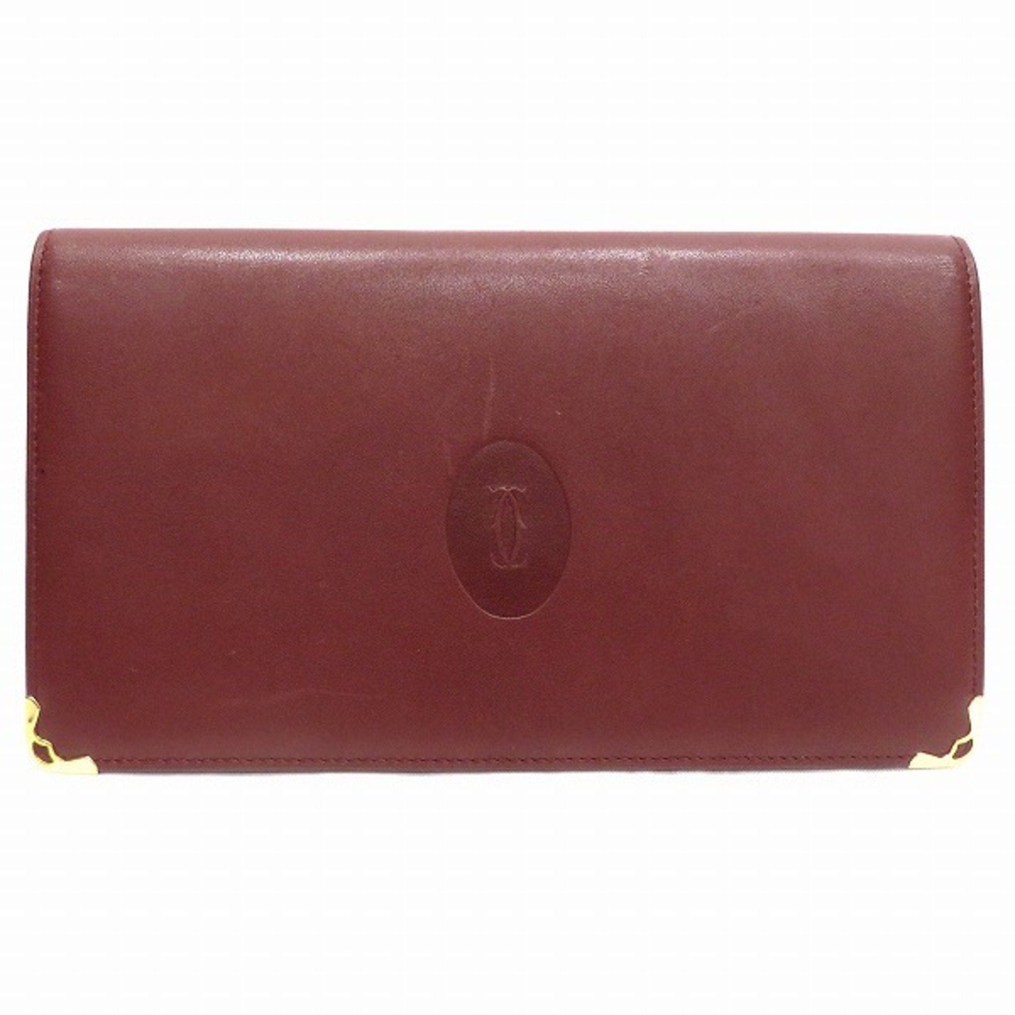 image of Cartier Must Line Clasp Wallet Long Bifold Women's in Red