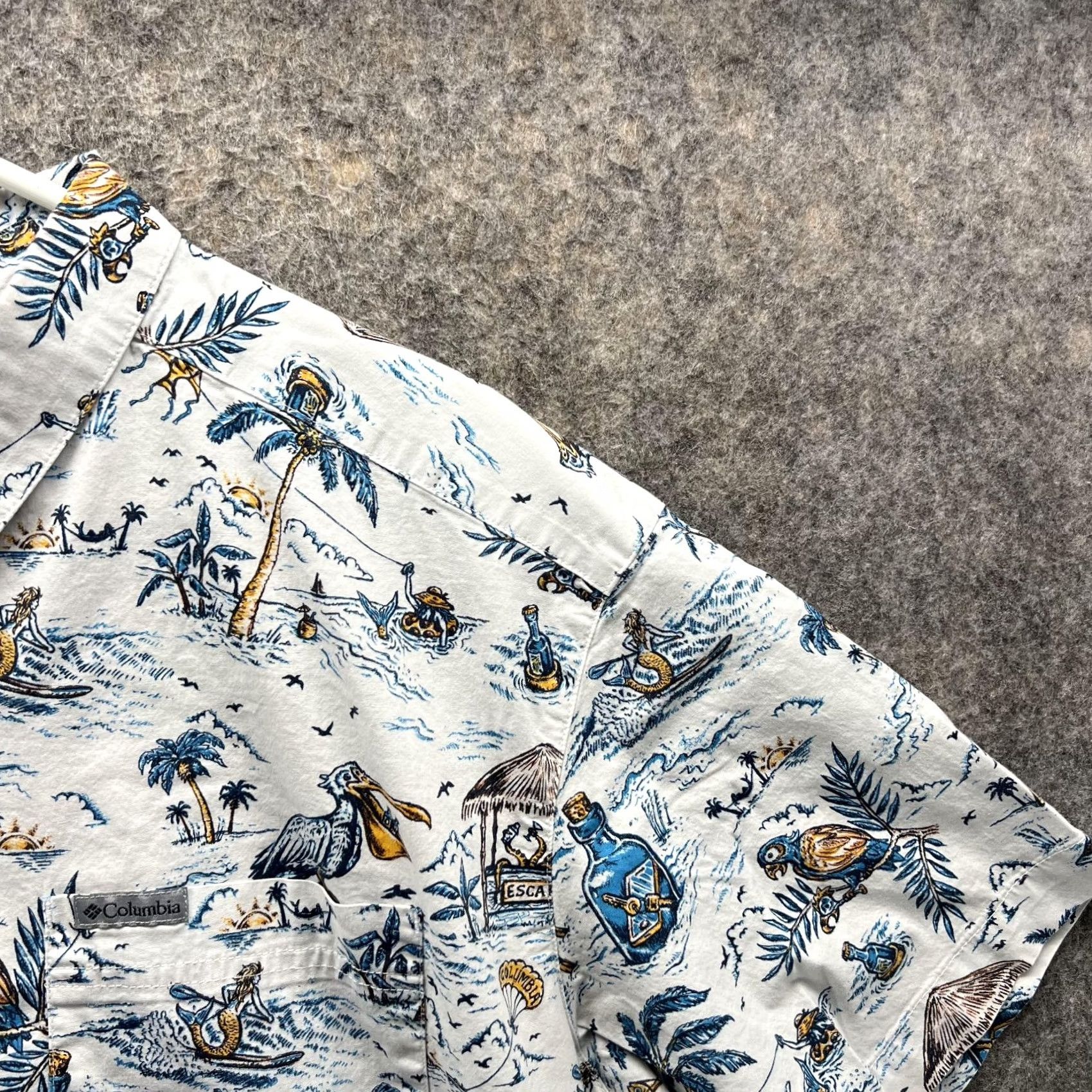 Vintage VINTAGE Columbia Shirt Men XL White Button Down Short Sleeve All over Print Birds vtg Size US XL / EU 56 / 4 - 6 Thumbnail