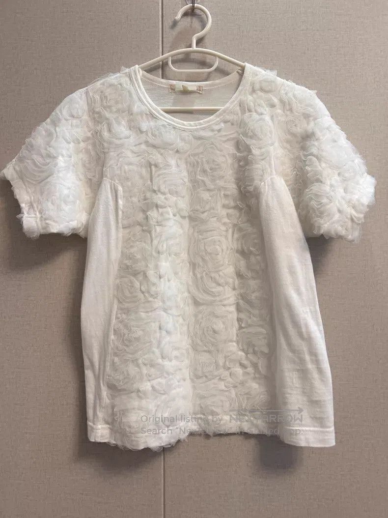 Comme des Garcons Comme des Garcons White lace floral rose T-shirt Size L / US 10 / IT 46 - 2 Thumbnail