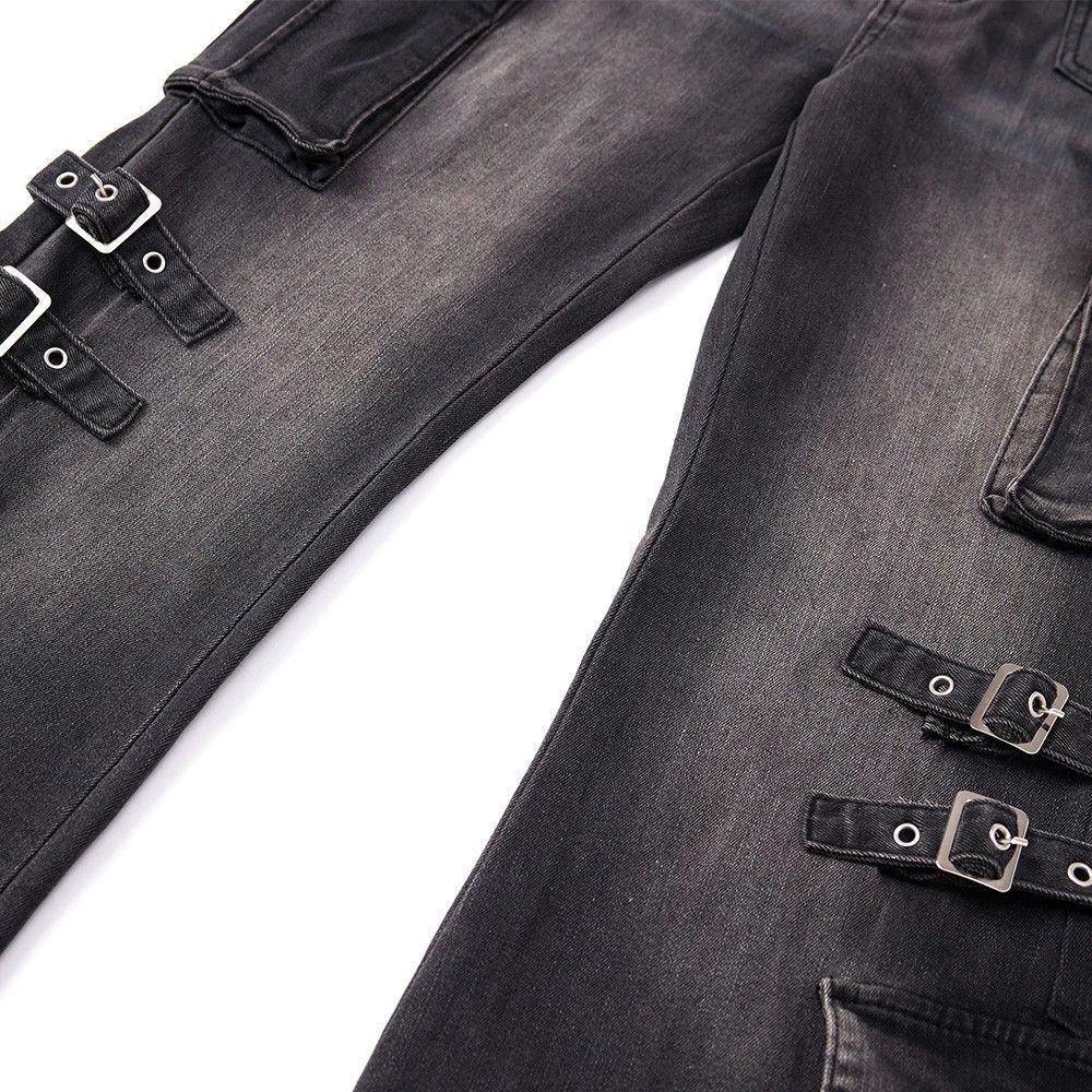 Vintage Men's punk distressed lace-up flared cargo jeans Size US 32 / EU 48 - 5 Thumbnail