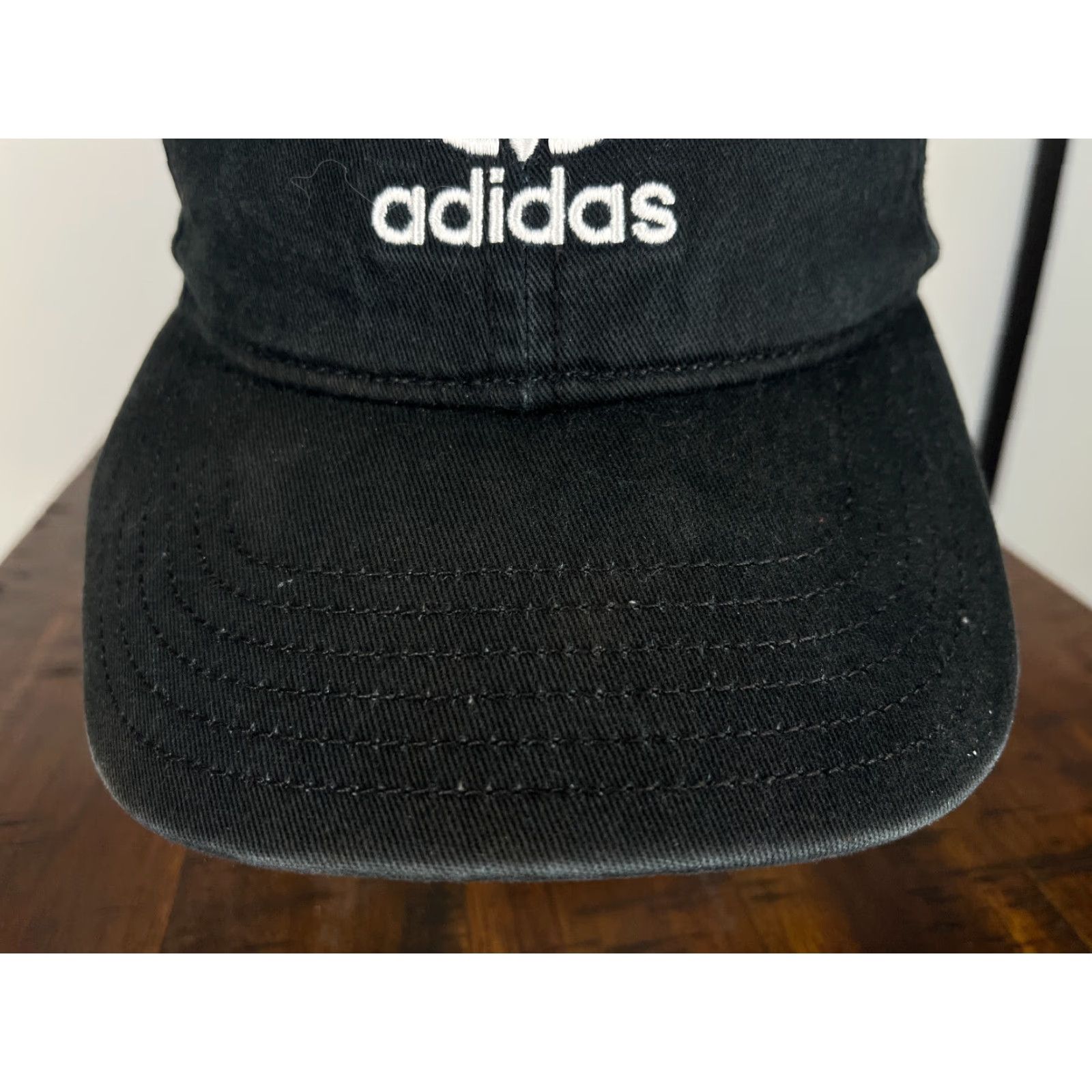 Adidas adidas Hat Cap Strap Back Adult One Size Black Cotton Twill Trefoil Embroidered Size ONE SIZE - 3 Thumbnail