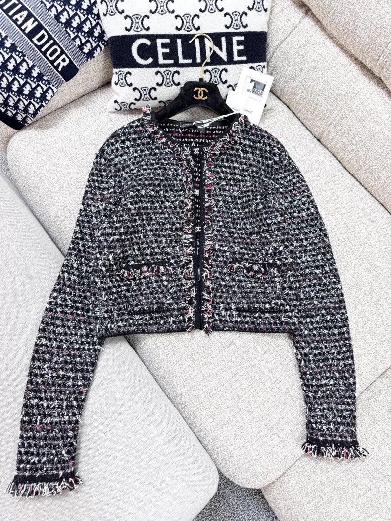 Chanel Chanel 24B black diamond buckle sequin woven tweed long-sl Size XS / US 0-2 / IT 36-38 - 2 Thumbnail