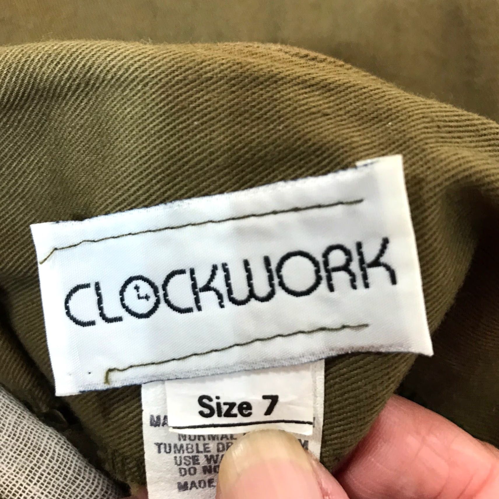 Olive VINTAGE Clockwork Women's Midi Skirt Pleated High Waist Cotton Olive 80s City Preppy Fall Spring Summer Size 28" / US 6 / IT 42 - 7 Thumbnail