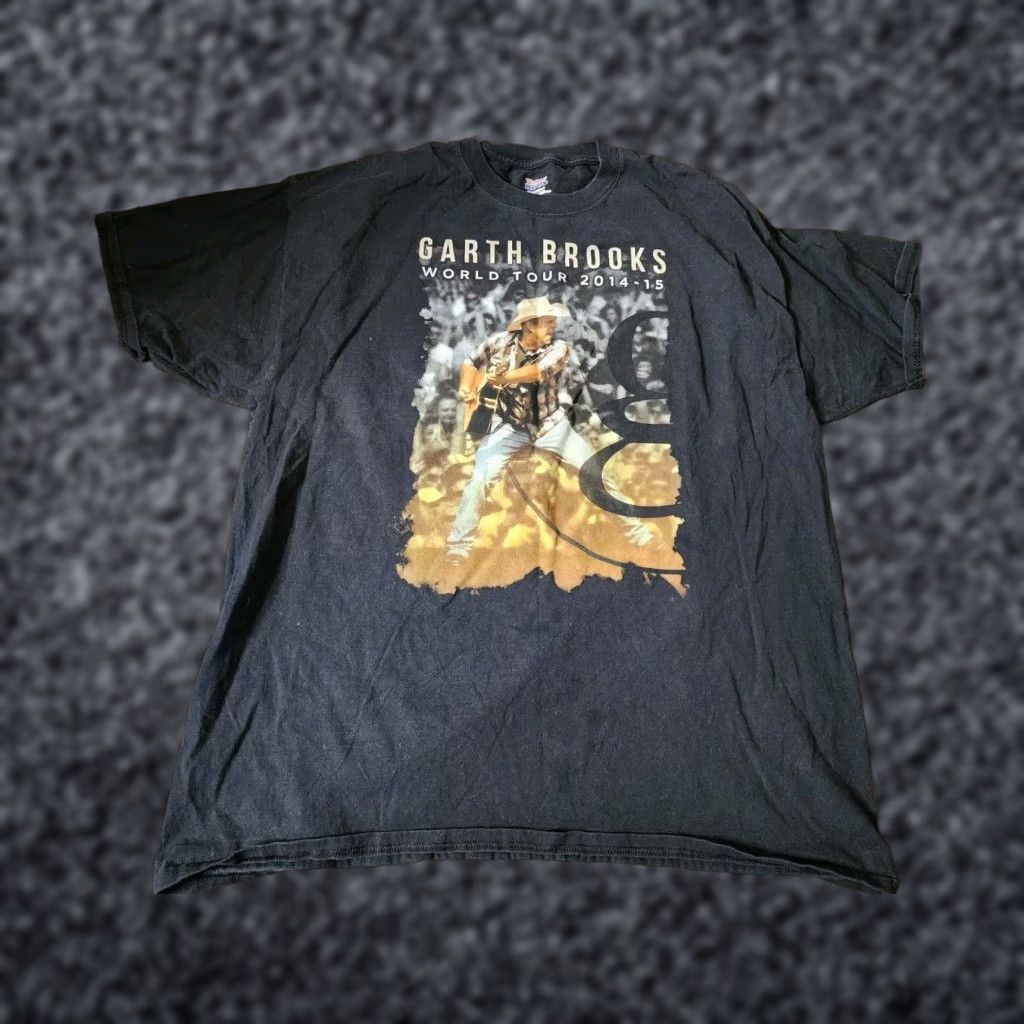 Hanes Mens 2XL Garth Brooks World Tour 2014 T Shirt Double Sided Distressed Band Tee Shirt Men Black Cotton Hanes Crew Neck Short Sleeve Vintage No Size US XXL / EU 58 / 5 - 1 Thumbnail