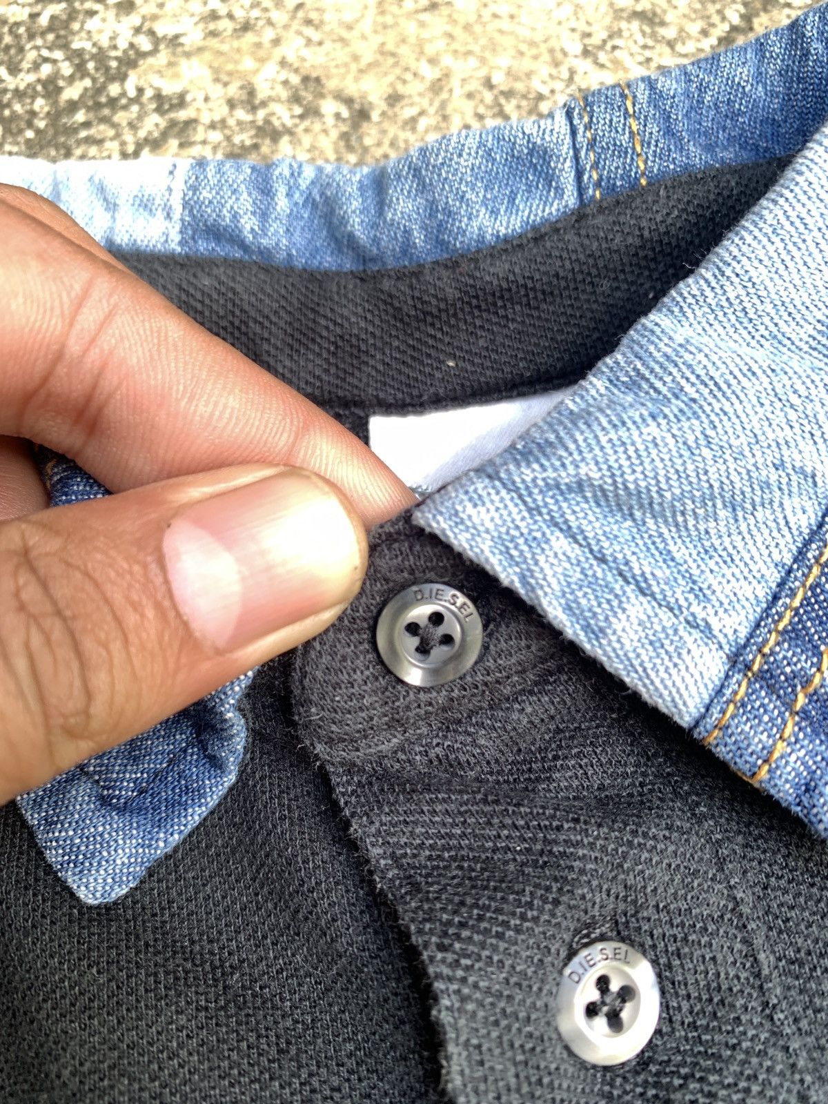 Diesel y2k Diesel Black Denim Collar Sleeves Mohawk Logo Polo Top Size S / US 4 / IT 40 - 8 Thumbnail