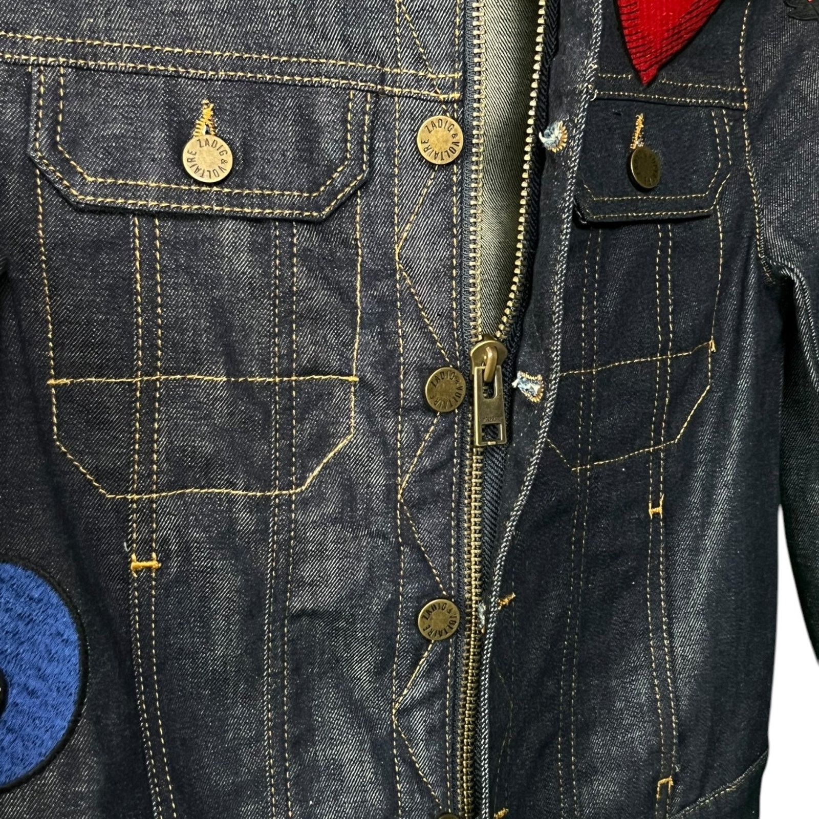 Zadig & Voltaire Zadig & Voltaire Women's XS Heart Snake Patch Denim Jacket Size XS / US 0-2 / IT 36-38 - 10 Thumbnail