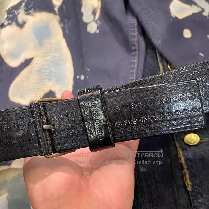 Dries Van Noten Dries Van Noten Mexican black cowhide belt with carved pat Size ONE SIZE - 3 Thumbnail