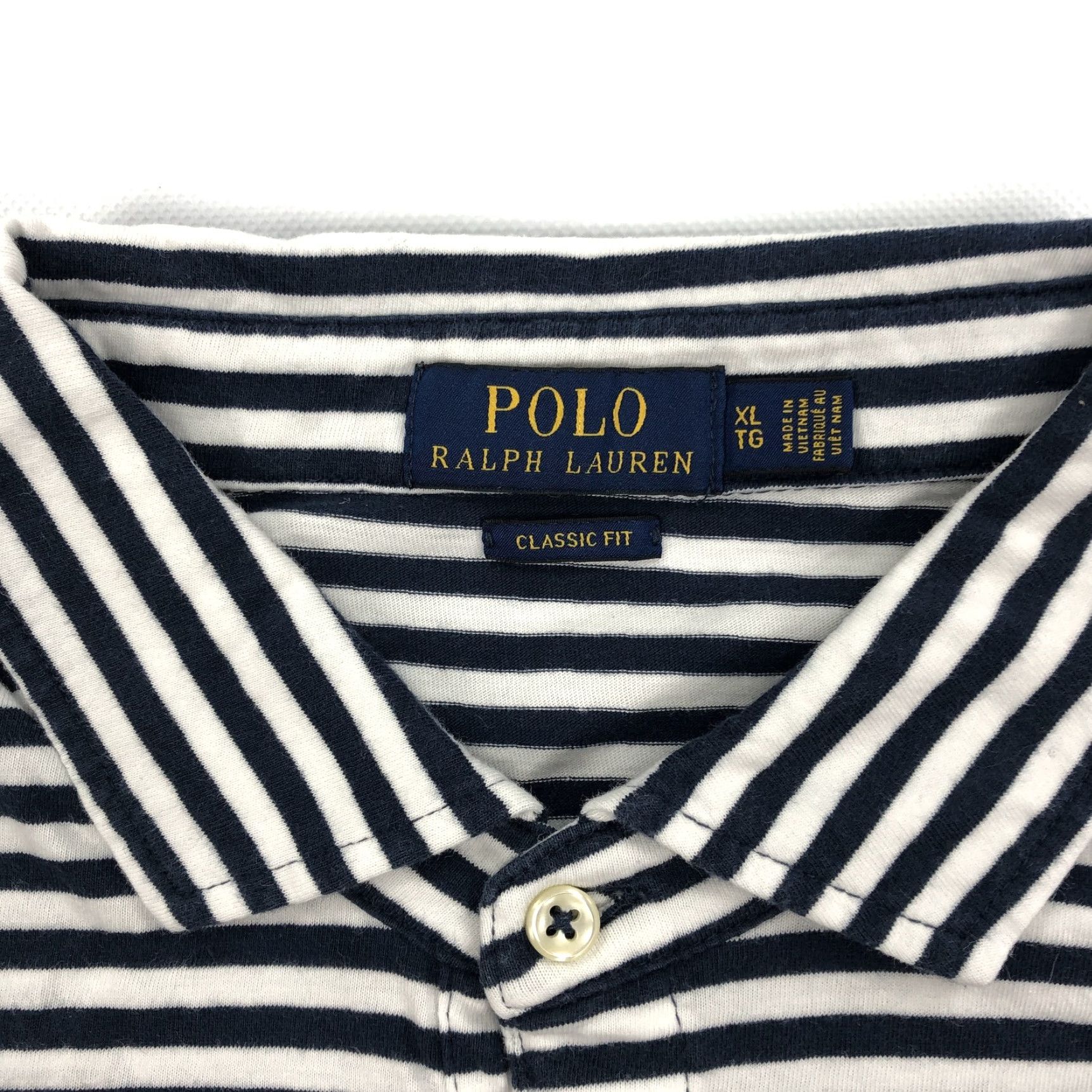 Polo Ralph Lauren Polo Ralph Lauren Polo Shirt Striped Short Sleeve Navy Blue XL Men’s Classic Fit Embroidered Logo Pocket Button Chest 48 Knit Cotton Size US XL / EU 56 / 4 - 4 Thumbnail