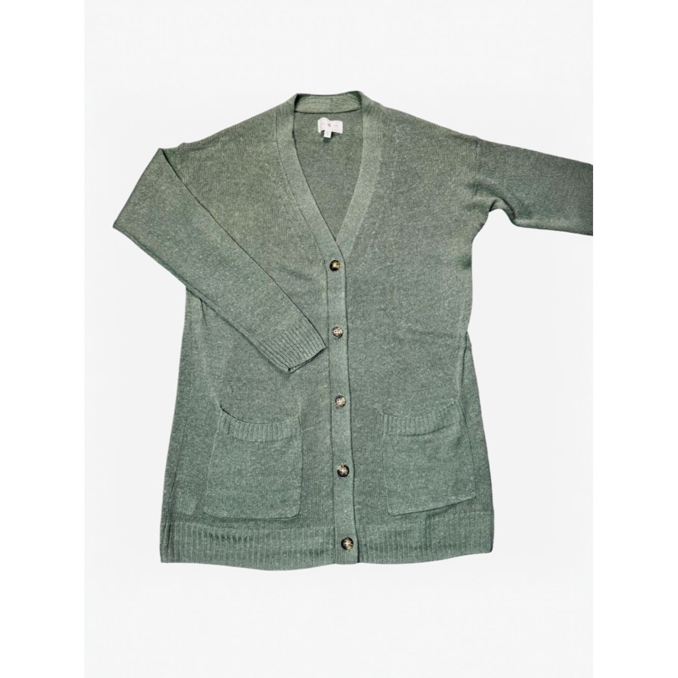 Lou & Grey Lou & Grey Sage Green Button Linen Blend Cardigan Size XS Size XS / US 0-2 / IT 36-38 - 2 Thumbnail