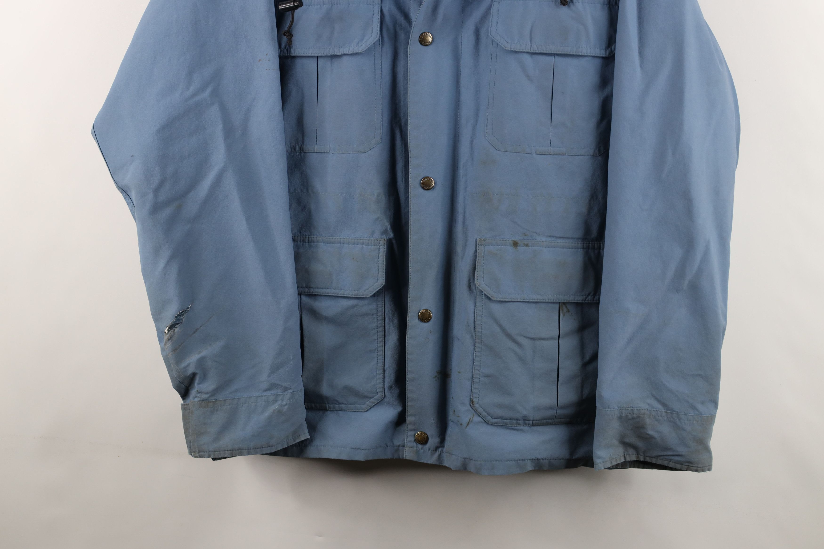 Cabelas × Vintage Vintage 80s 90s Cabelas Goretex Hooded Rain Jacket Blue Size US L / EU 52-54 / 3 - 3 Thumbnail