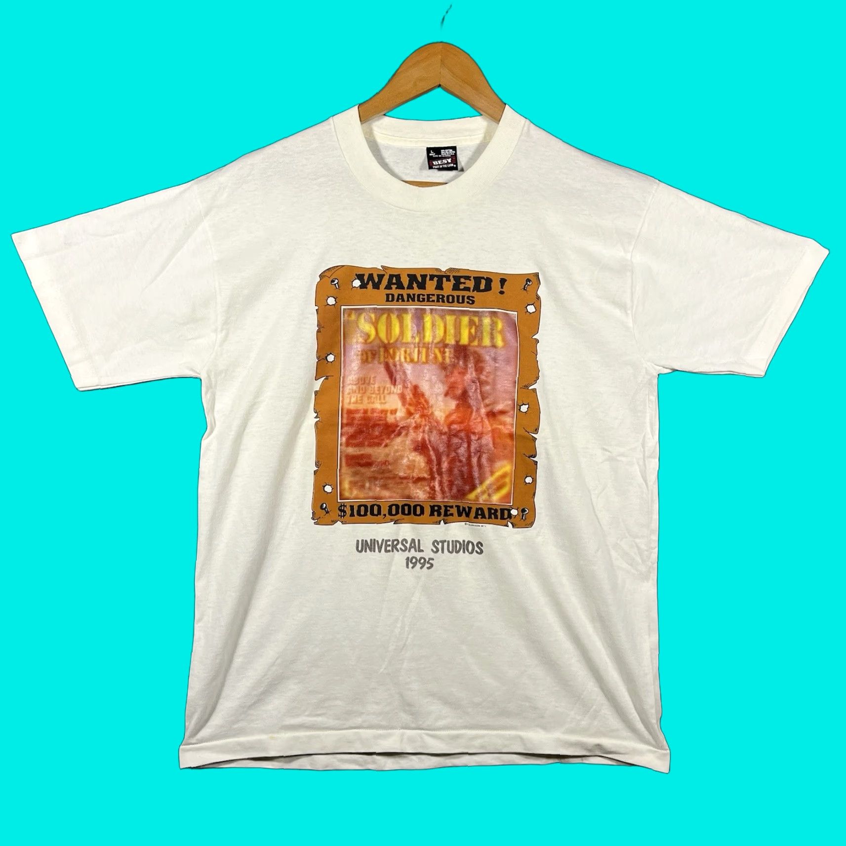 Vintage VINTAGE 1995 Universal Studios Wanted Poster Mens T-Shirt L White Stitch Short Sleeve Large Single Stitched Size US L / EU 52-54 / 3 - 1 Thumbnail