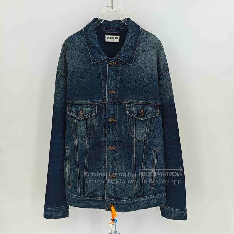 Balenciaga Embroidered Logo Blue Denim Jacket