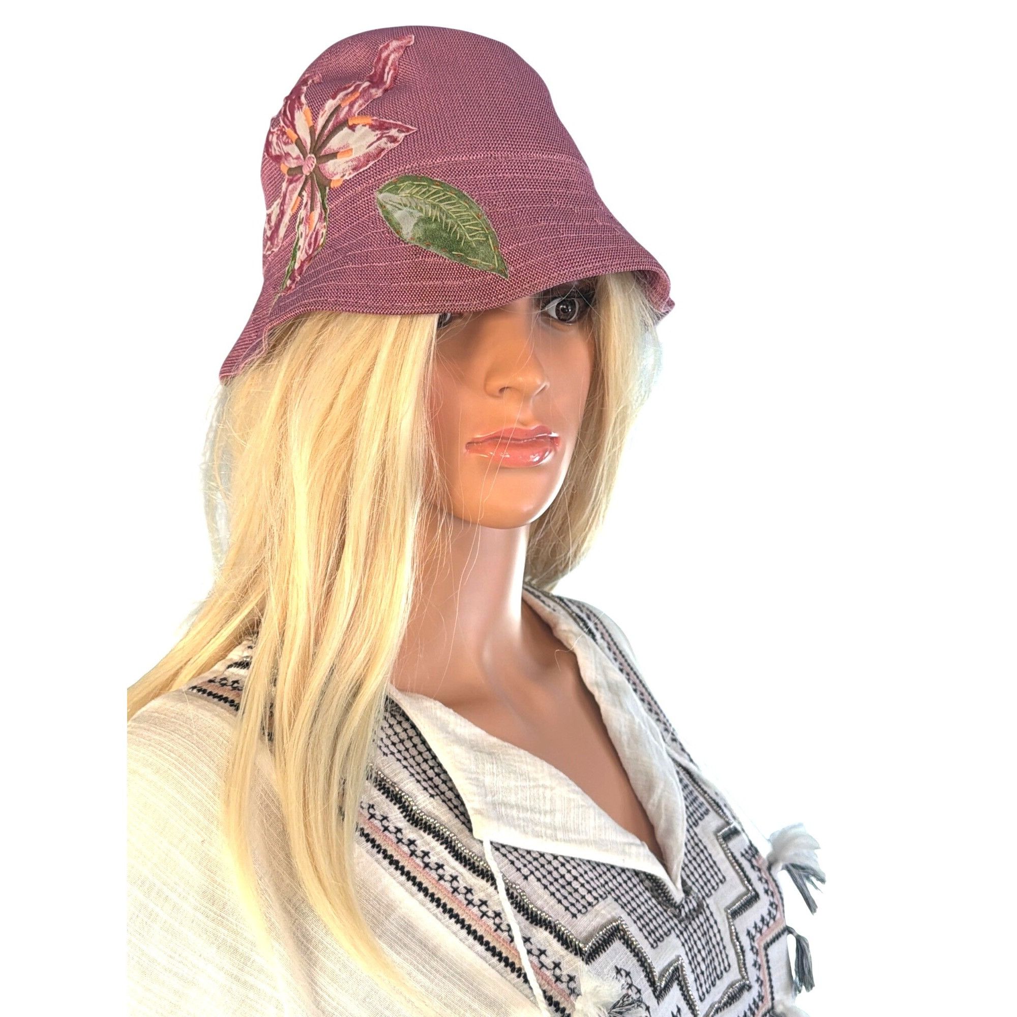 Kangol Kangol OS Embroidered Bucket Hat Floral Rose Pink Vintage HT Size ONE SIZE - 1 Thumbnail