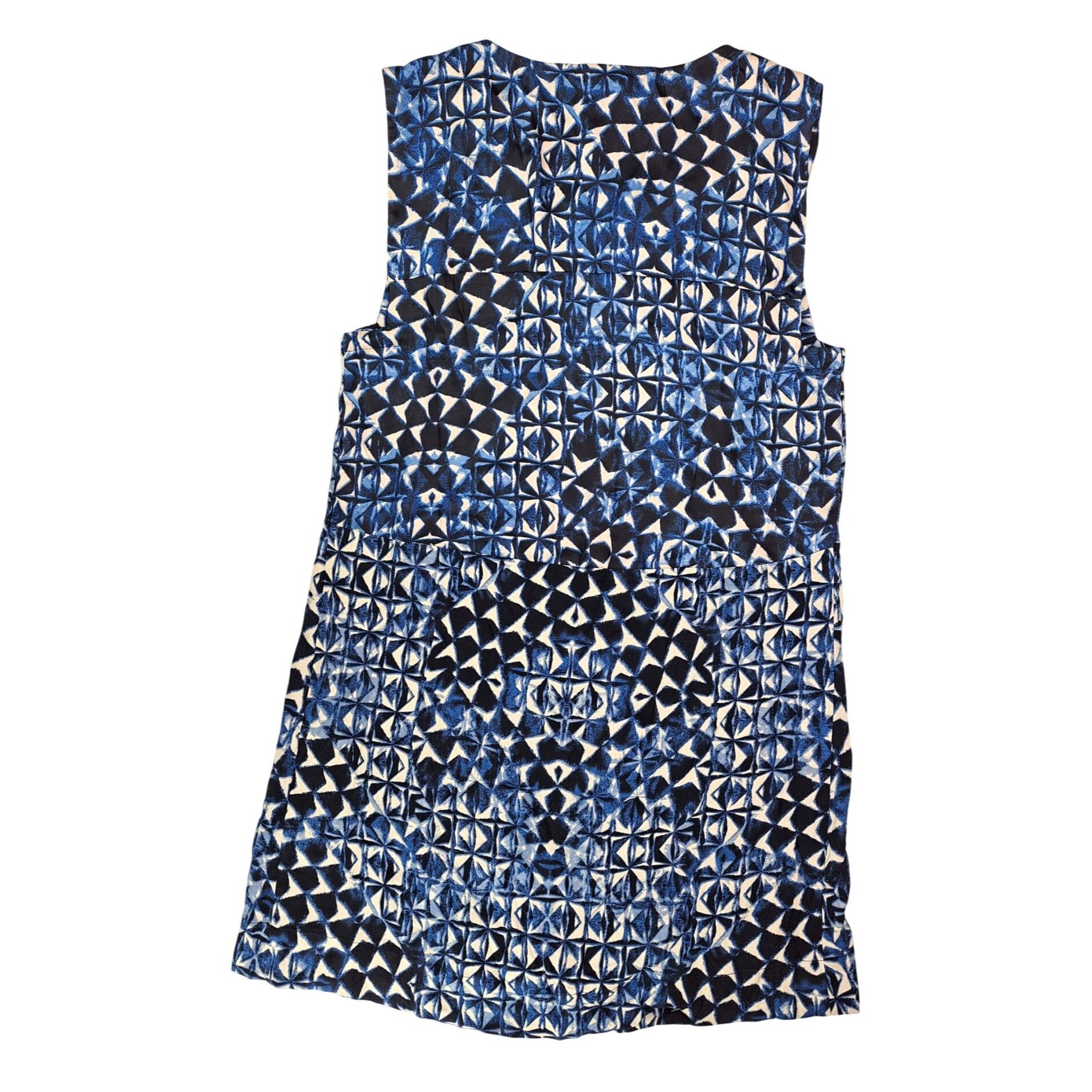 Lucky Brand Lucky Brand Blue White Sleeveless Geometric Shift Dress Size XS / US 0-2 / IT 36-38 - 3 Thumbnail