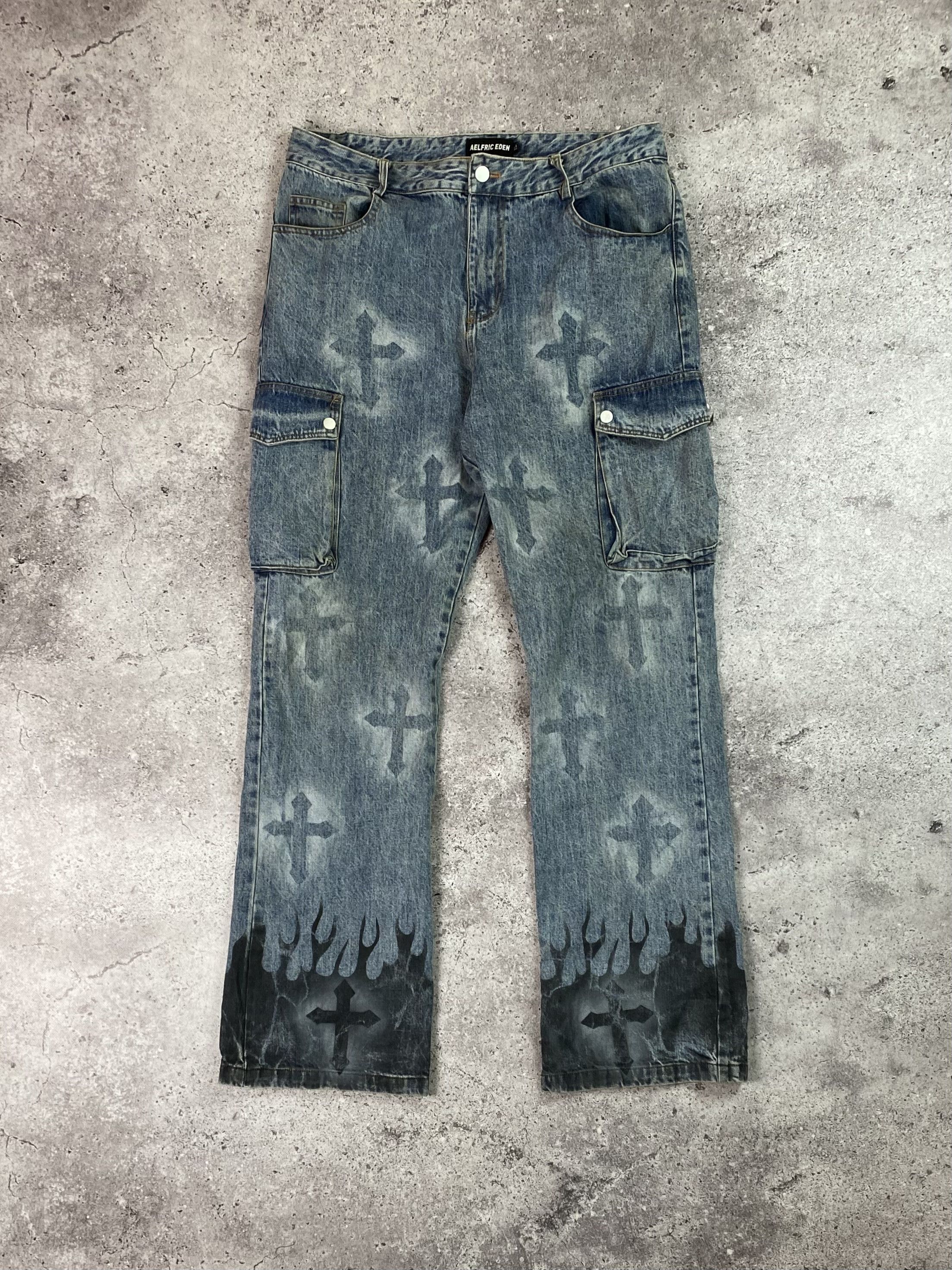 Japanese Brand Chrome Hearts Style Baggy Cargo Pants Jeans Y2K | Grailed