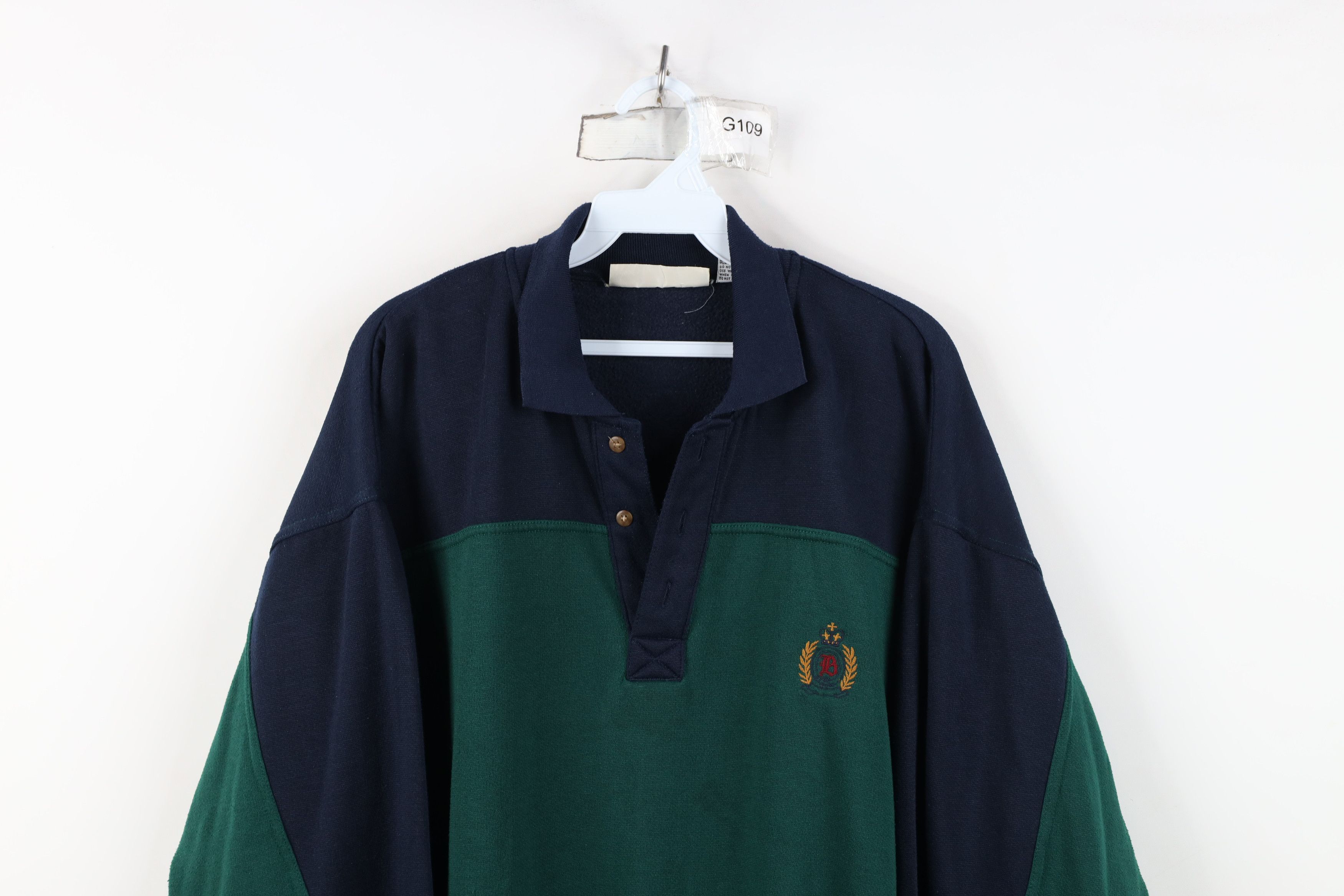 Vintage Vintage 90s Streetwear Block Collared Pullover Sweatshirt Size US L / EU 52-54 / 3 - 2 Thumbnail