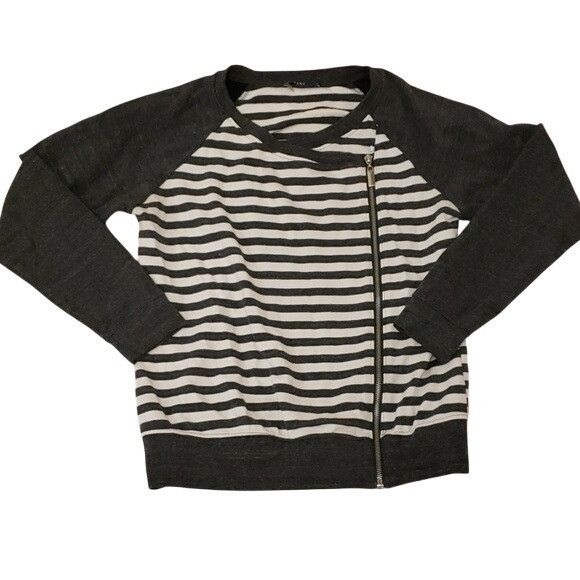 TART Collections Tart Zip Up Moto Sweatshirt Jacket Wrap Side Zip Stripe Grey Size M / US 6-8 / IT 42-44 - 4 Thumbnail