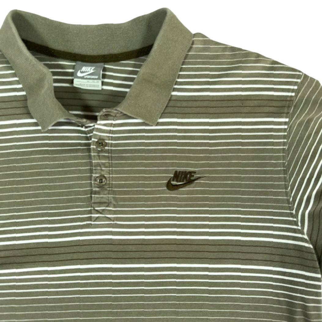 Nike Nike Polo Shirt Adult XL Brown White Striped Swoosh Y2K Size US XL / EU 56 / 4 - 2 Thumbnail